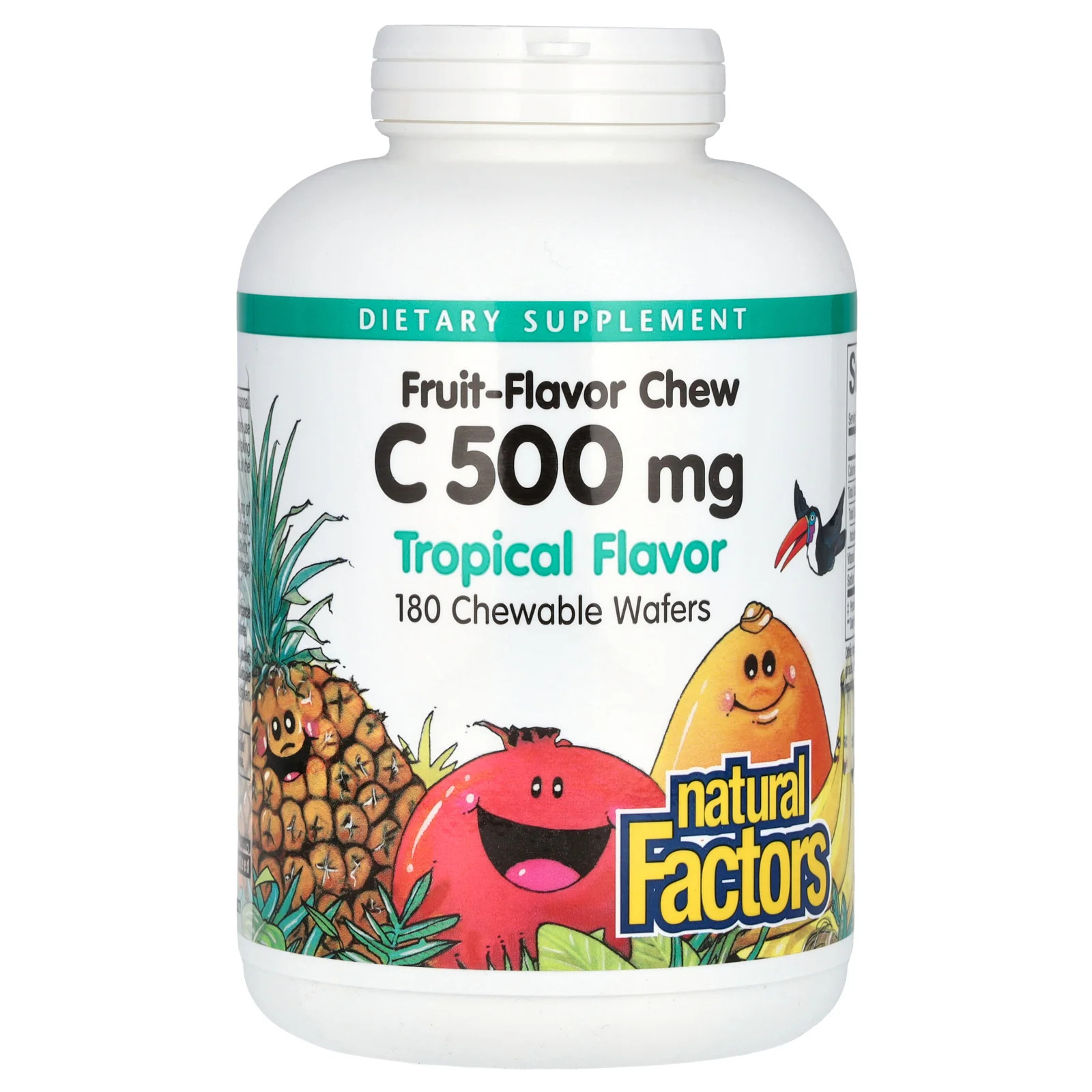 2 X Natural Factors, Vitamin C, Fruit-Flavor Chew, Tropical, 500 mg, 180 Chewab