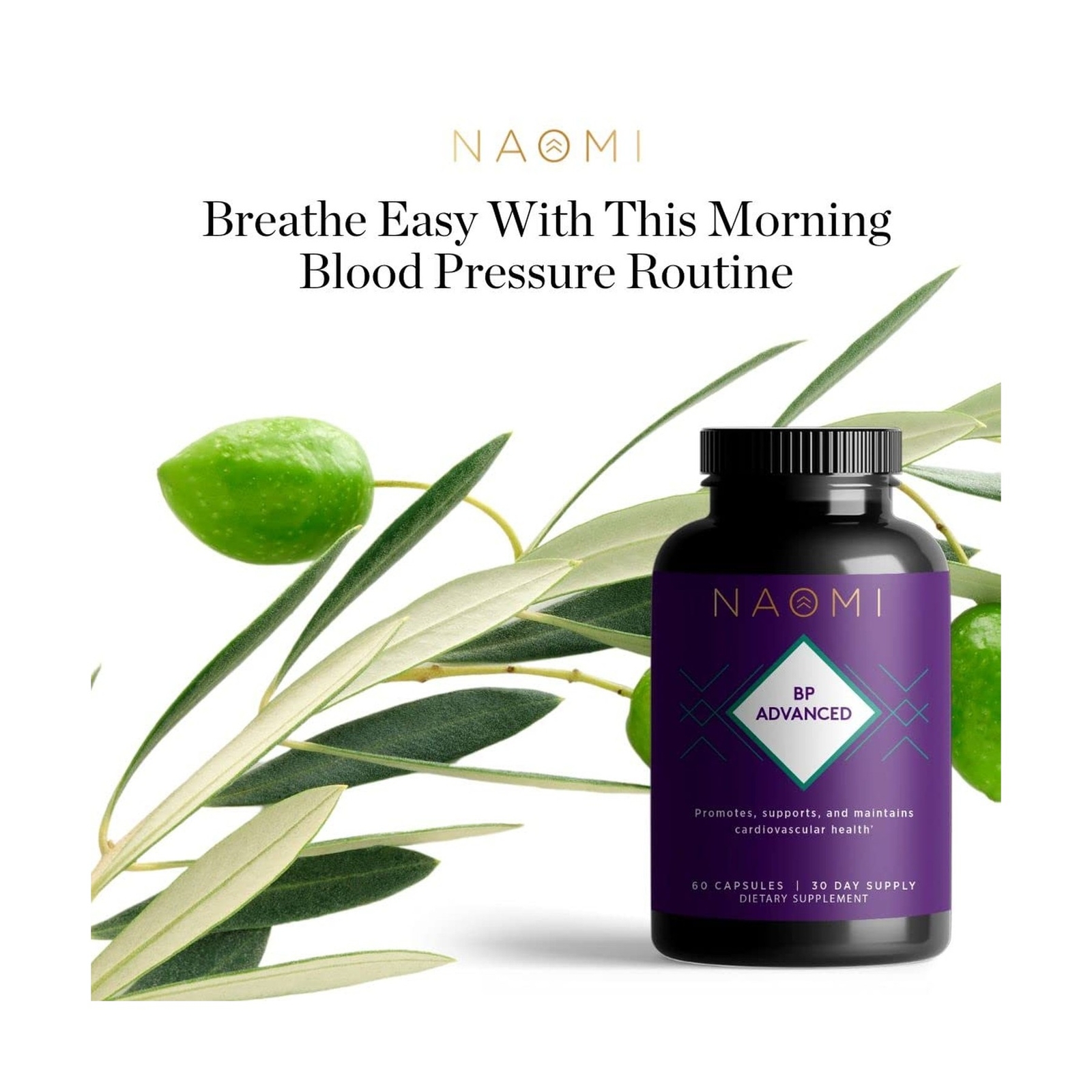 NAOMI BP Advanced, Supports Cardiovascular Health, Circulatory Health, Olive …