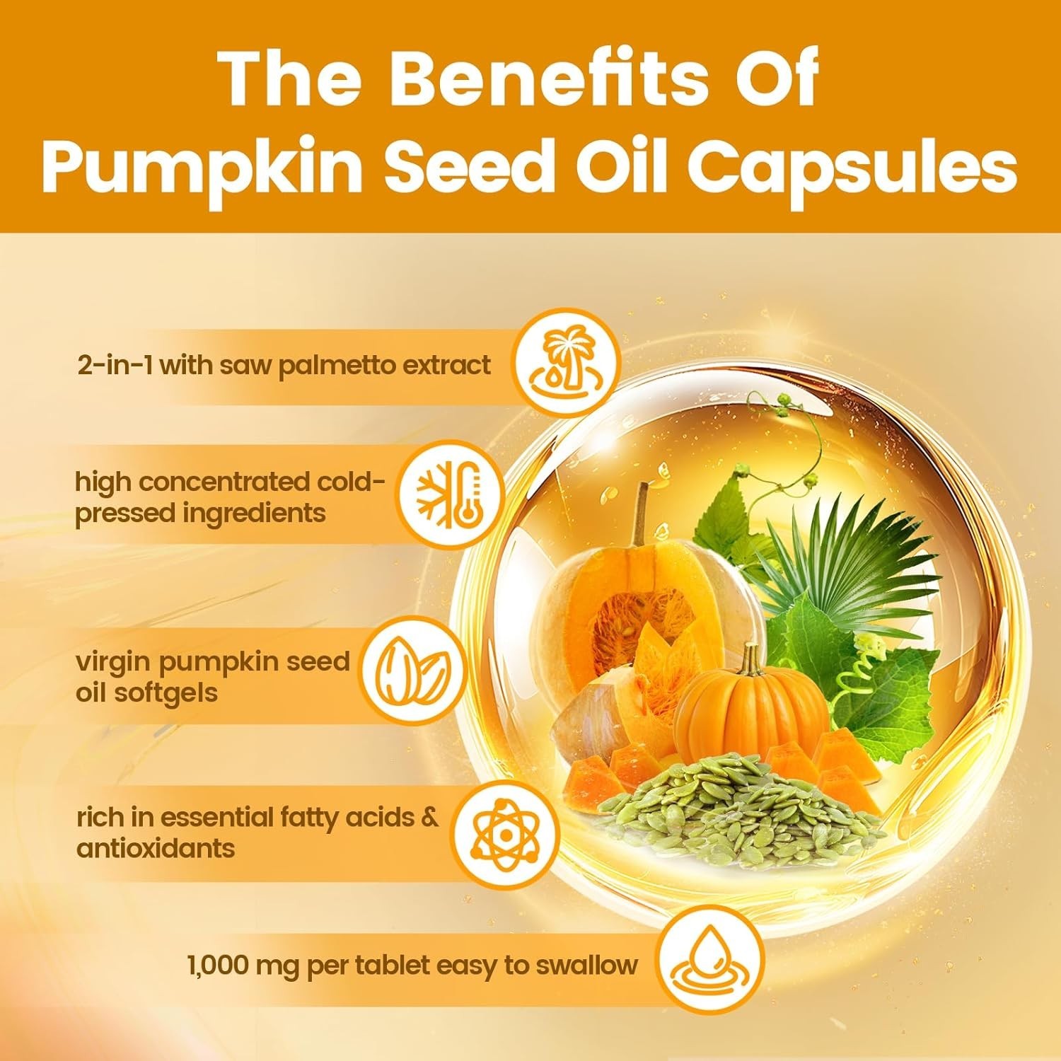 VivoNu Pumpkin Seed Oil with Saw Palmetto Capsules|Cold Pressed, Oil Virgin Pure