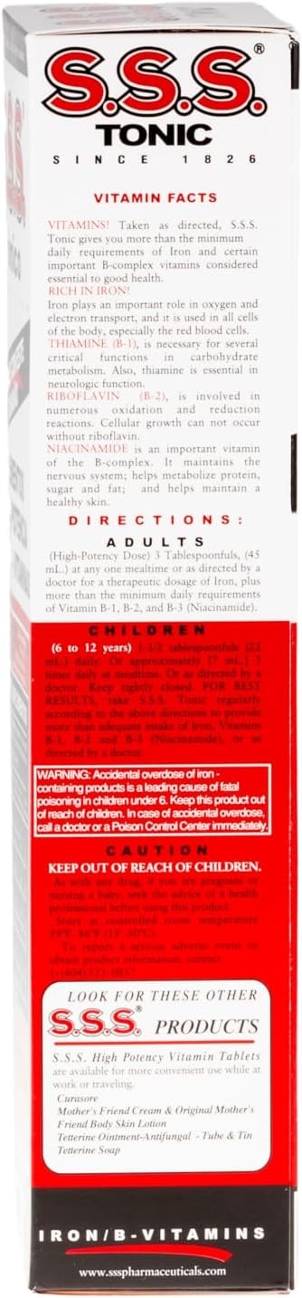 S.S.S. Tonic High Potency Iron Supplement with B1 B2 B3 Vitamins 20 fl oz