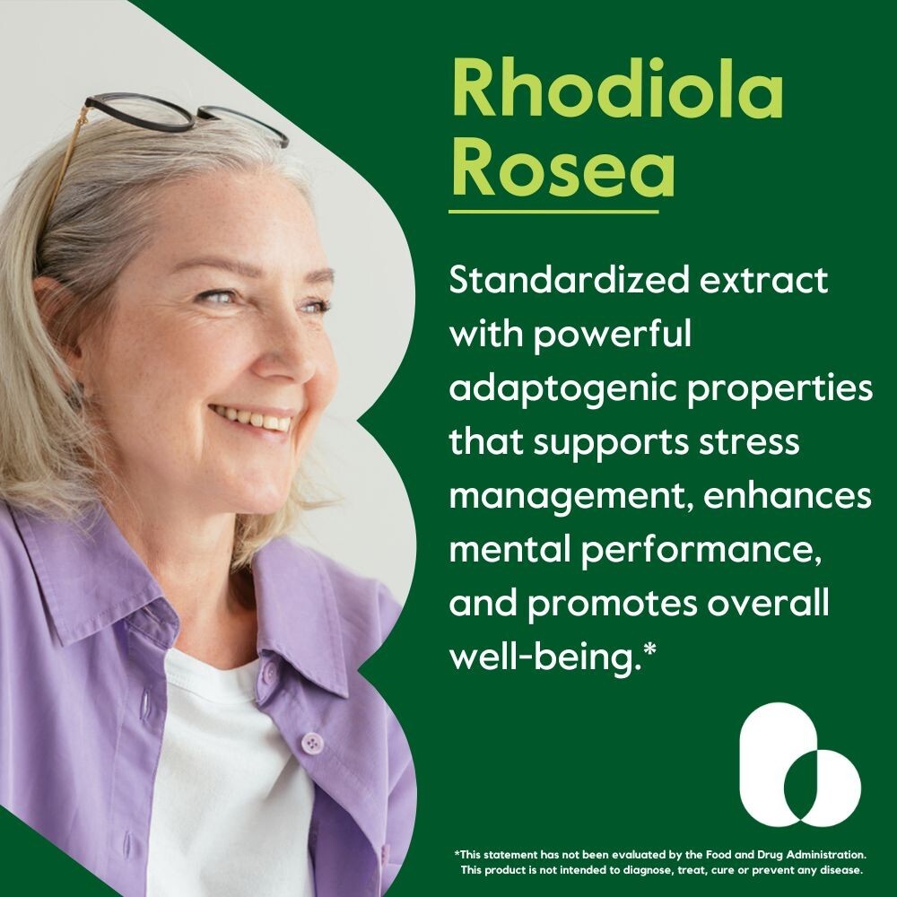 Rhodiola Rosea 650mg (120 Vegetarian Capsules)- Non GMO- Gluten Free-Vegan
