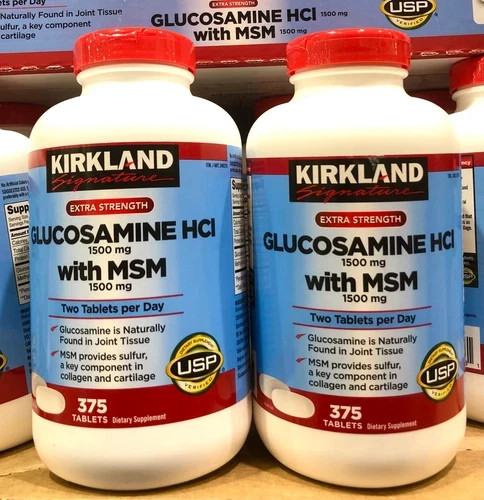 2 Bottles – Kirkland Signature Glucosamine with MSM, 375 Tablets each