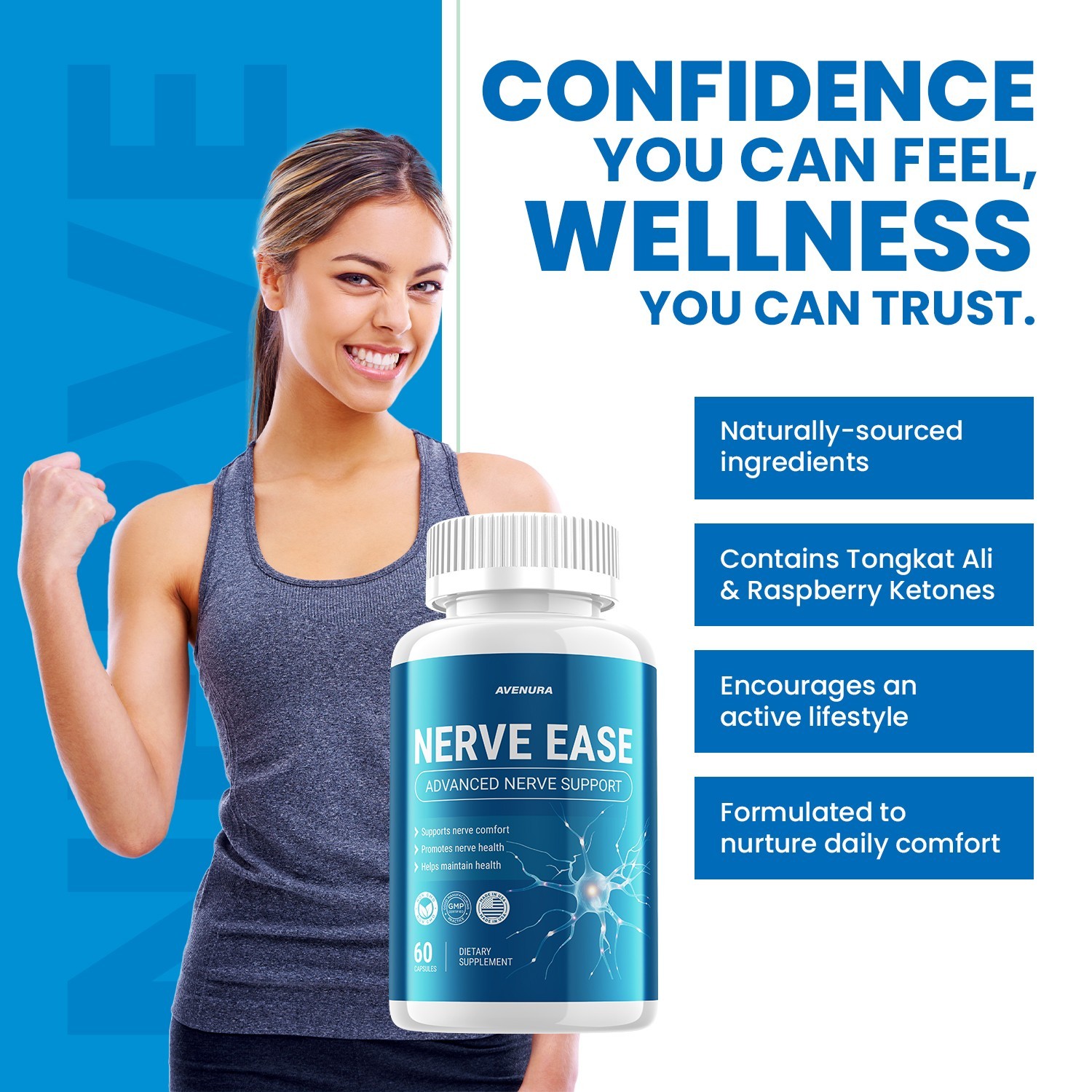(5 Pack) Nerve Ease Capsules – NerveEase Pills Natural Ingredients Nootropic