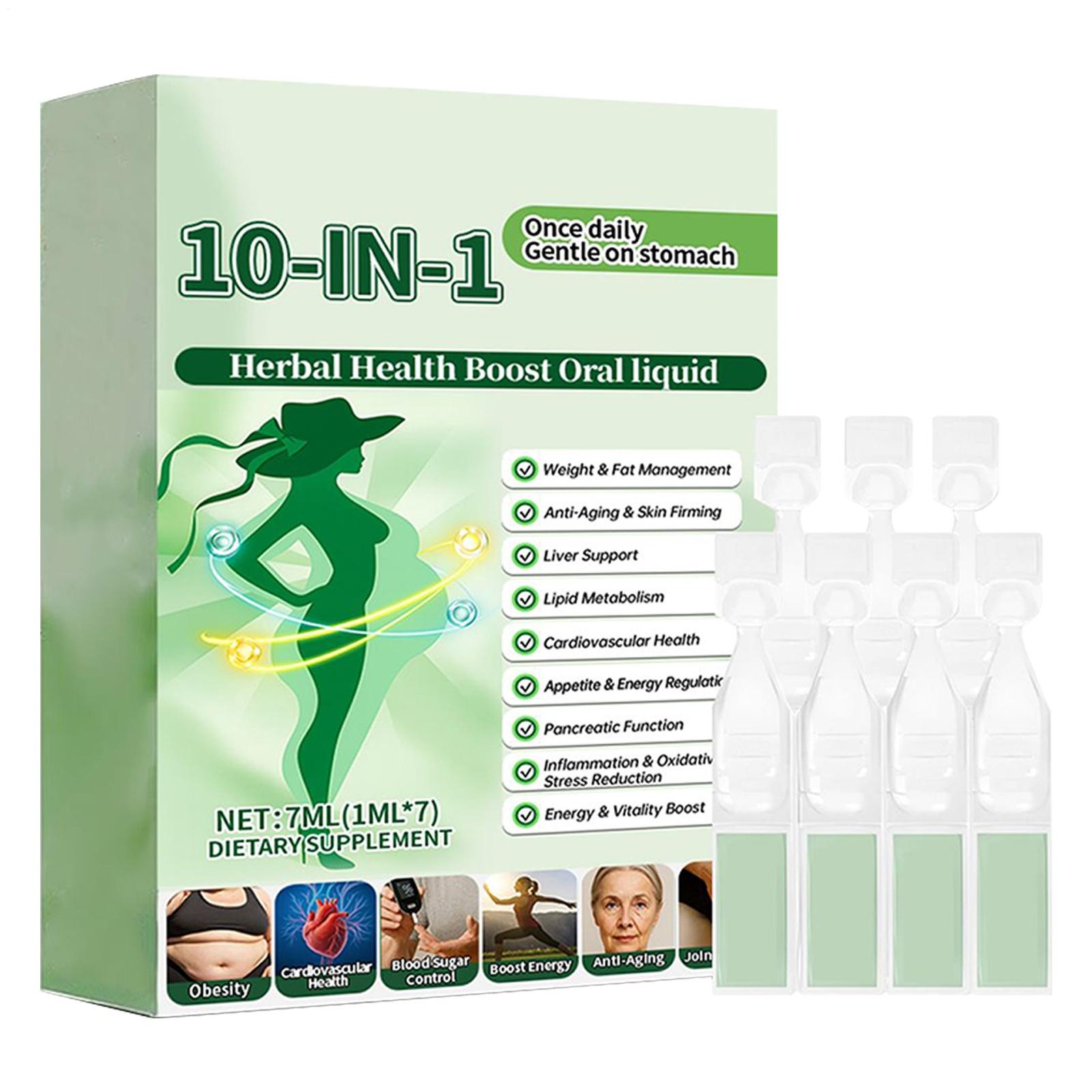 Premium 10 in1 Herbal Health Boost Oral Liquid – Weight & Fat Management Skin Fi