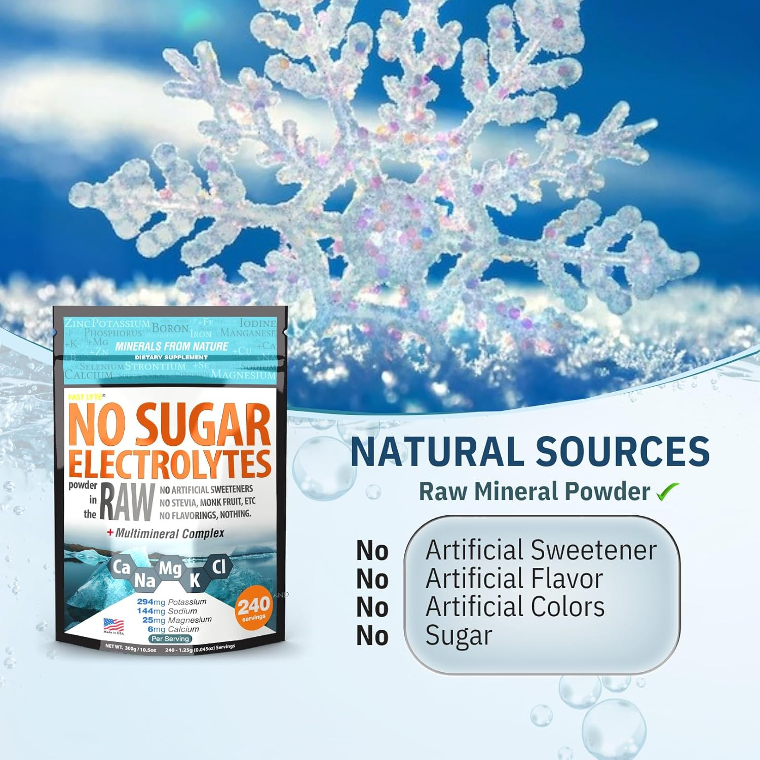 FAST LYTE No Sugar Electrolytes Powder in The Raw | Mix in Coffee, Soup, Juic