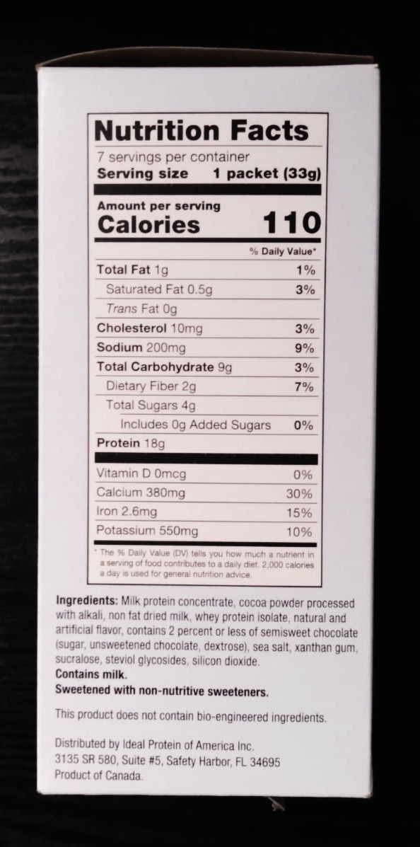 Ideal Protein Chocolate Smoothie Mix 1 Box (7 Servings) BB 12/27 FREE SHIP