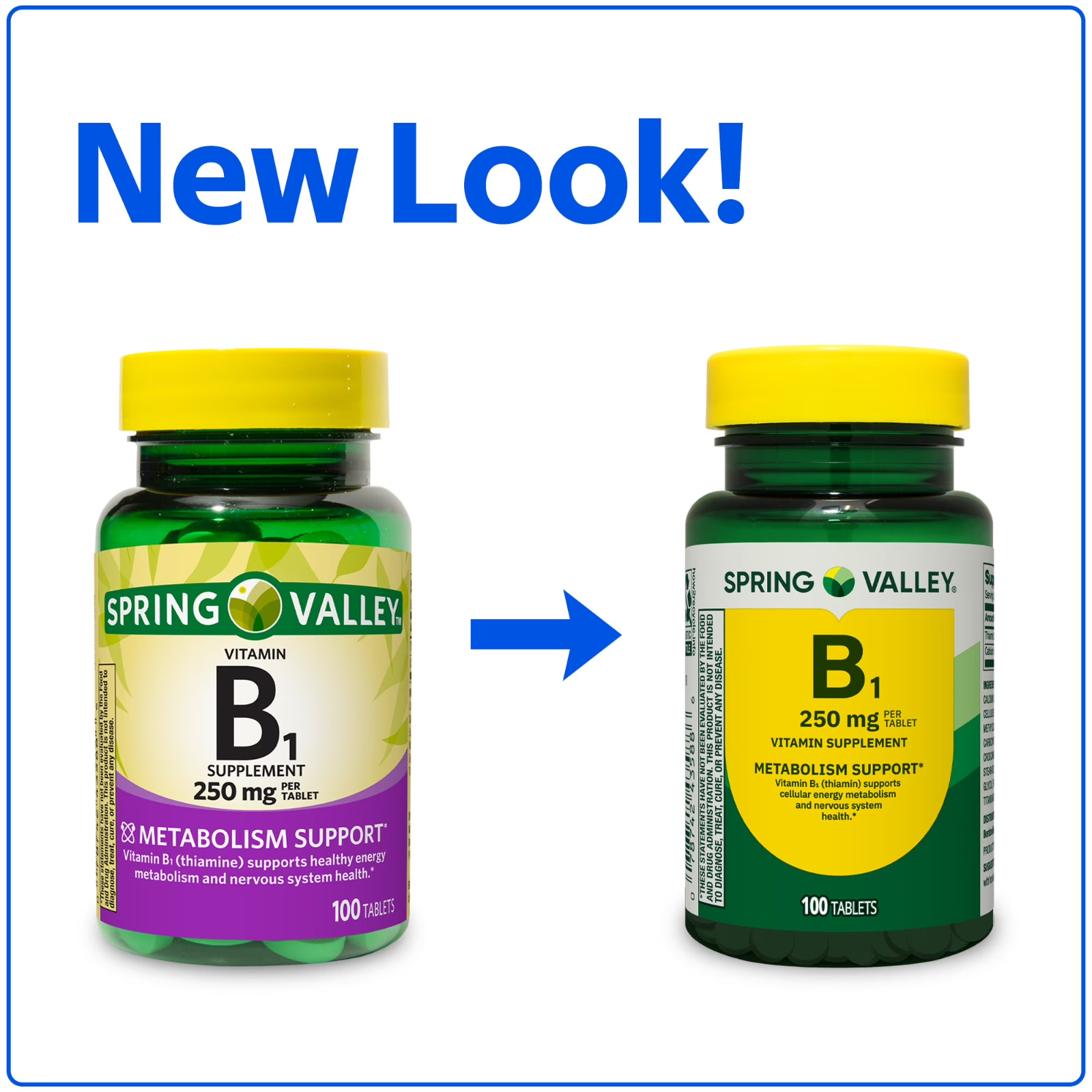 Spring Valley B1 Thiamine 250 mg 100 Count Vitamin Supplement Tablets