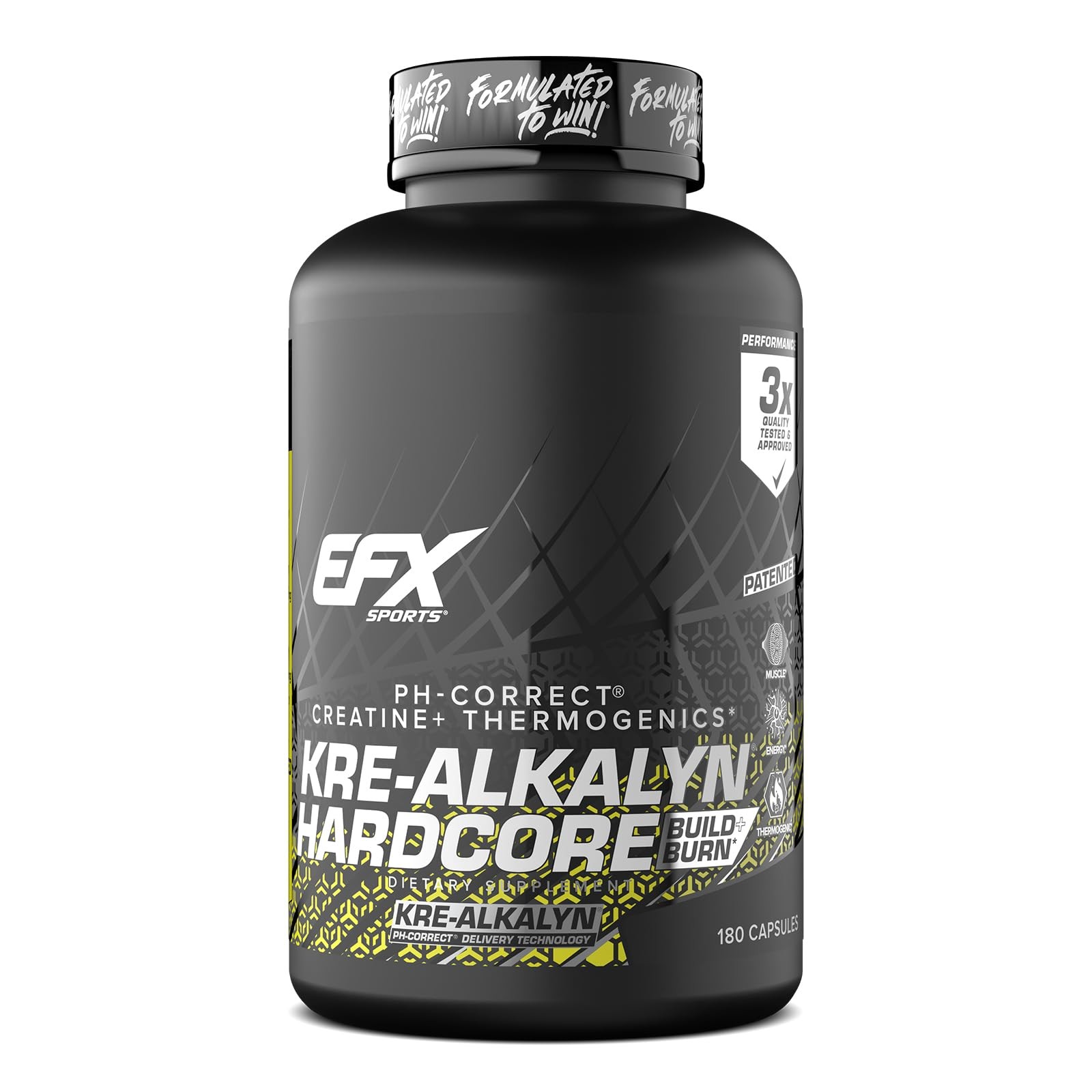 EFX Sports Kre-Alkalyn Hardcore | Thermogenic pH 180 Count (Pack of 1)
