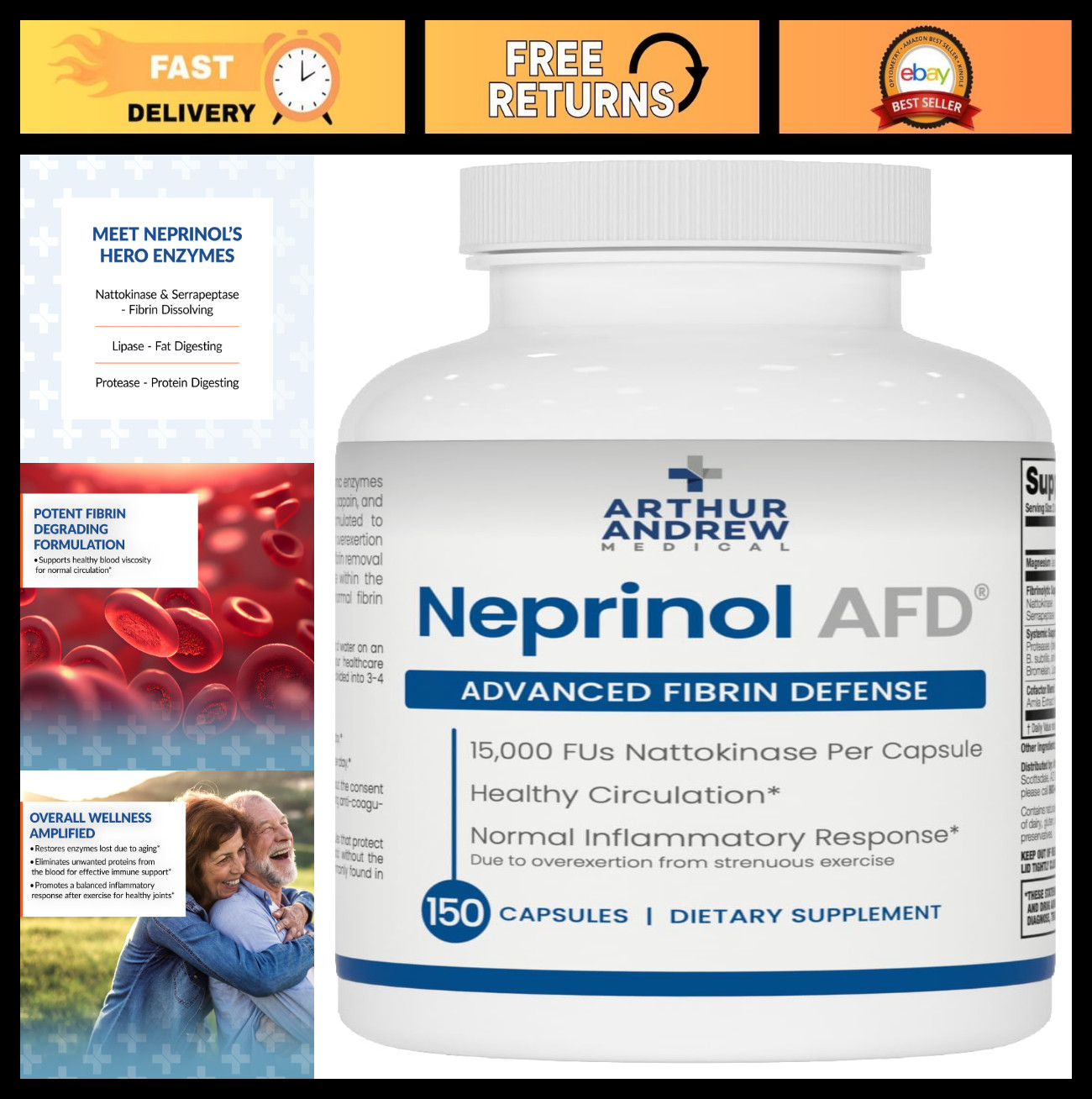 Multi Enzyme Blend with Serrapeptase & Nattokinase, 150 Count – Digestive Health