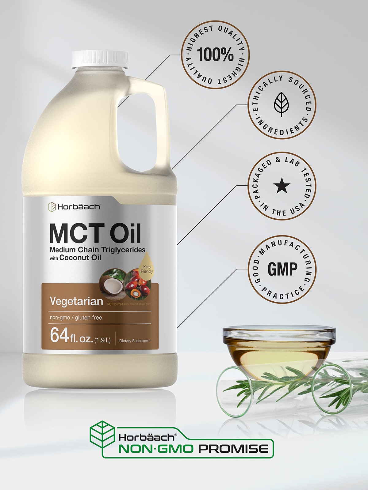 Horbäach Horbach Mct Oil 64 Oz 100 Pure Blends Coffee Tea Juice And Liquids