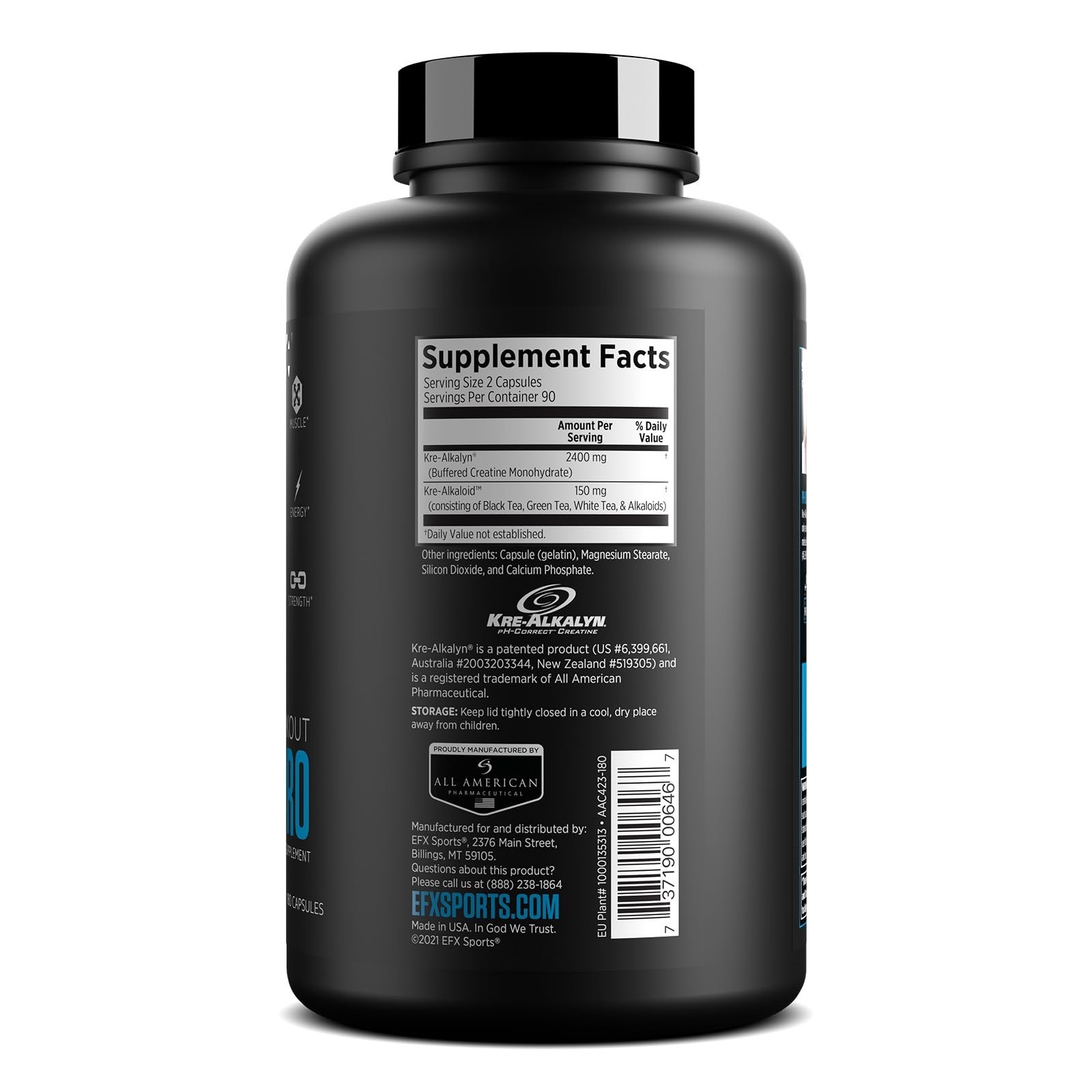 EFX Sports Kre-Alkalyn Pro 180 Count (Pack of 1)