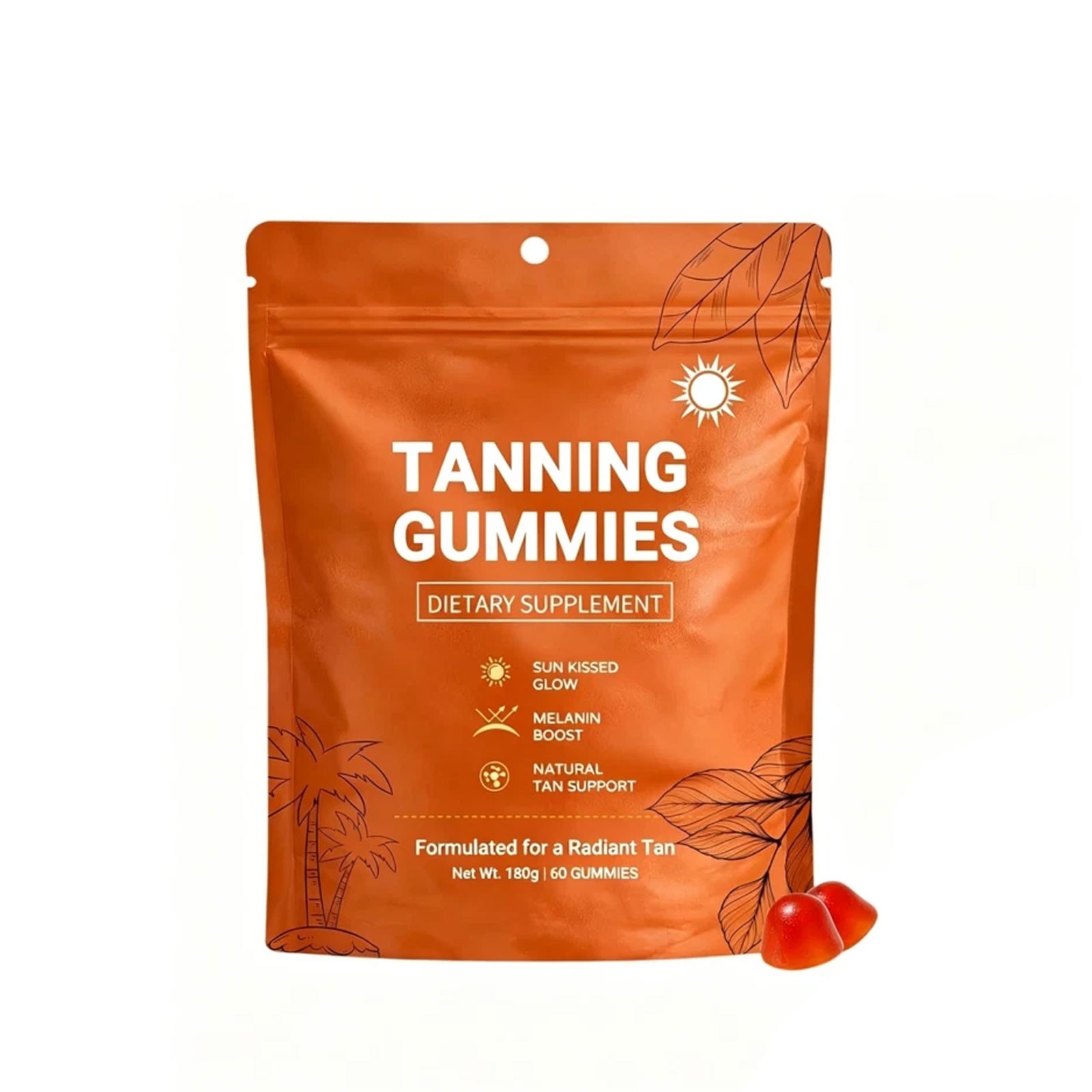 60pcs/bag Natural Daily Tanning Gummies Sunless Tan & Skin Glow Supplement