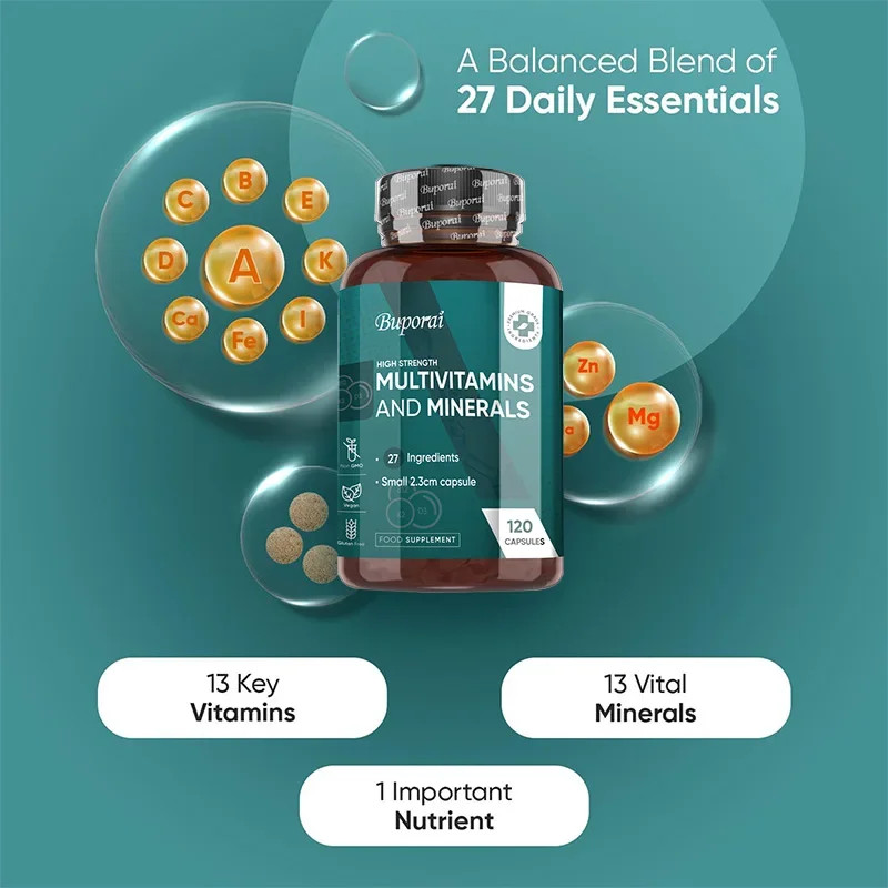Multivitamins and Minerals 120pcs, Bone Health,Promote Red Blood Cell Production