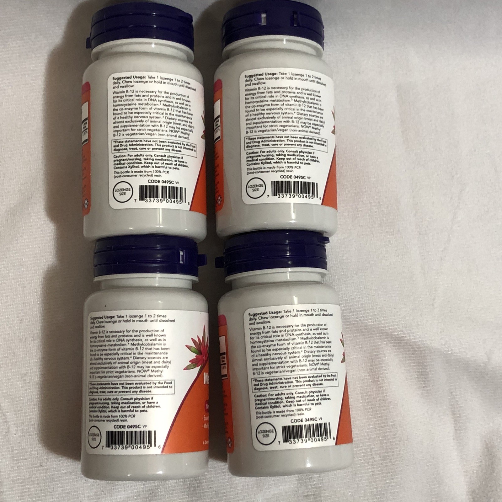 Lot 4 Now Foods Methyl B-12 1,000 mcg 100 Lozenge Nervous System Health Exp 7/27