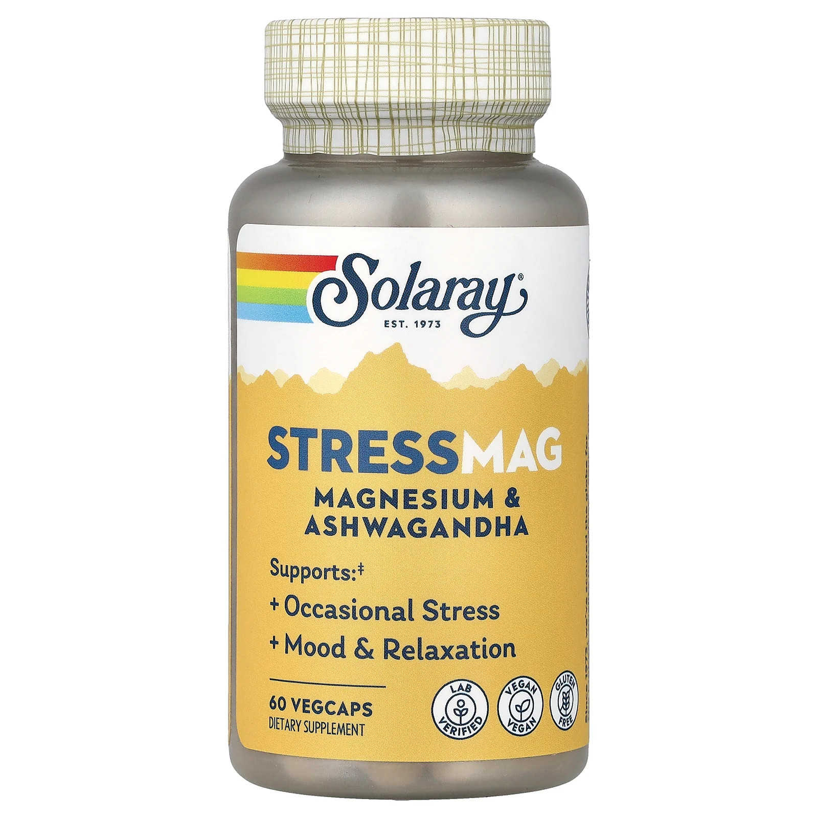 2 X Solaray, StressMag, Magnesium & Ashwagandha, 60 VegCaps