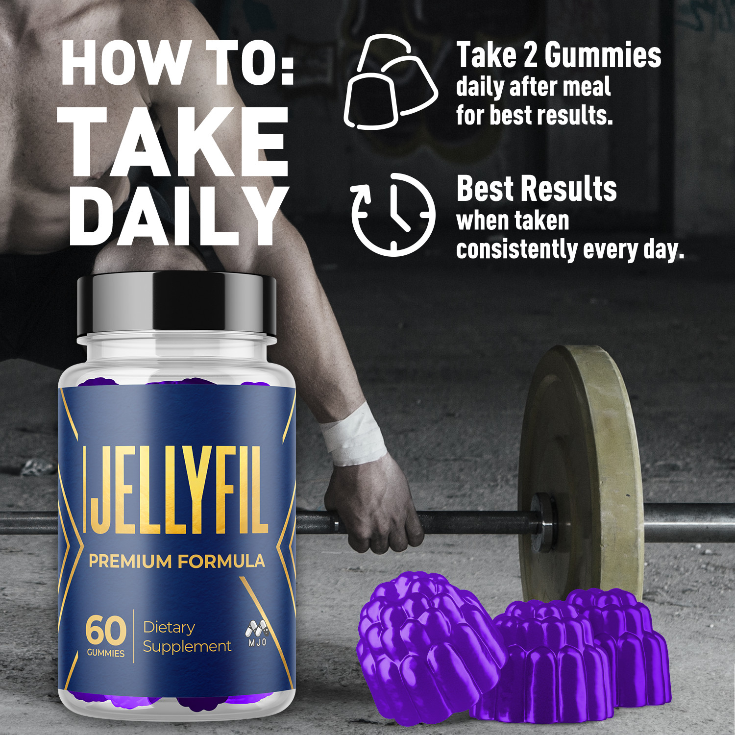 (2 Pack) Jellyfil Male Gummys Advanced Male Health Vitamin Support 120 Gummies