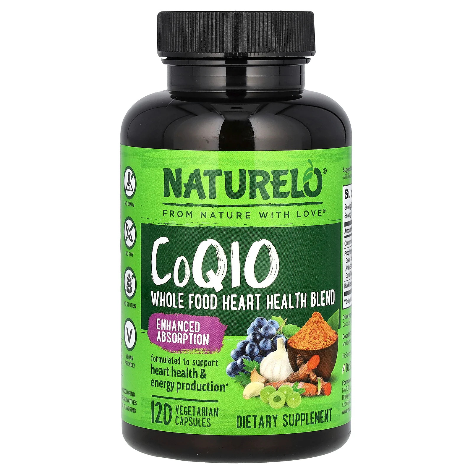 2 X NATURELO, CoQ10, Whole Food Heart Health Blend, 120 Vegetarian Capsules