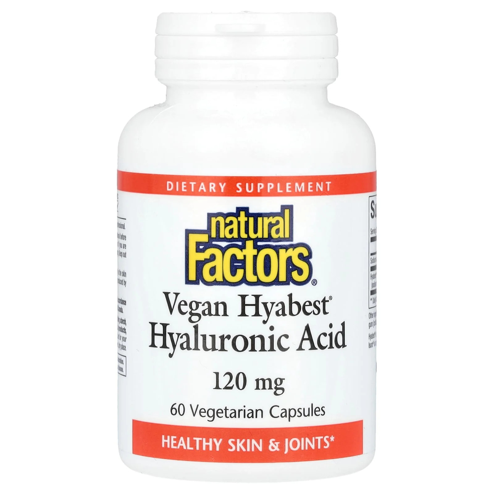 2 X Natural Factors, Vegan Hyabest, Hyaluronic Acid, 120 mg, 60 Vegetarian Caps