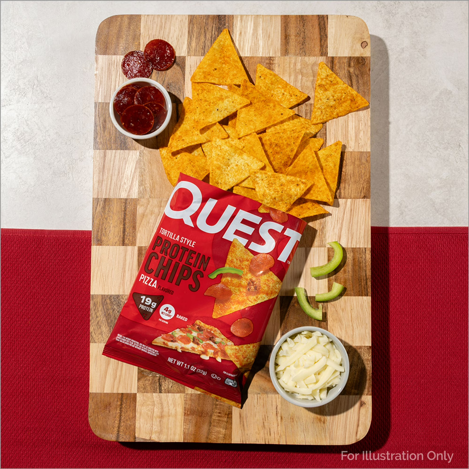 Quest Tortilla Style Protein Chips 19g Protein Pizza Flavor 1.1oz Bags 4 ct