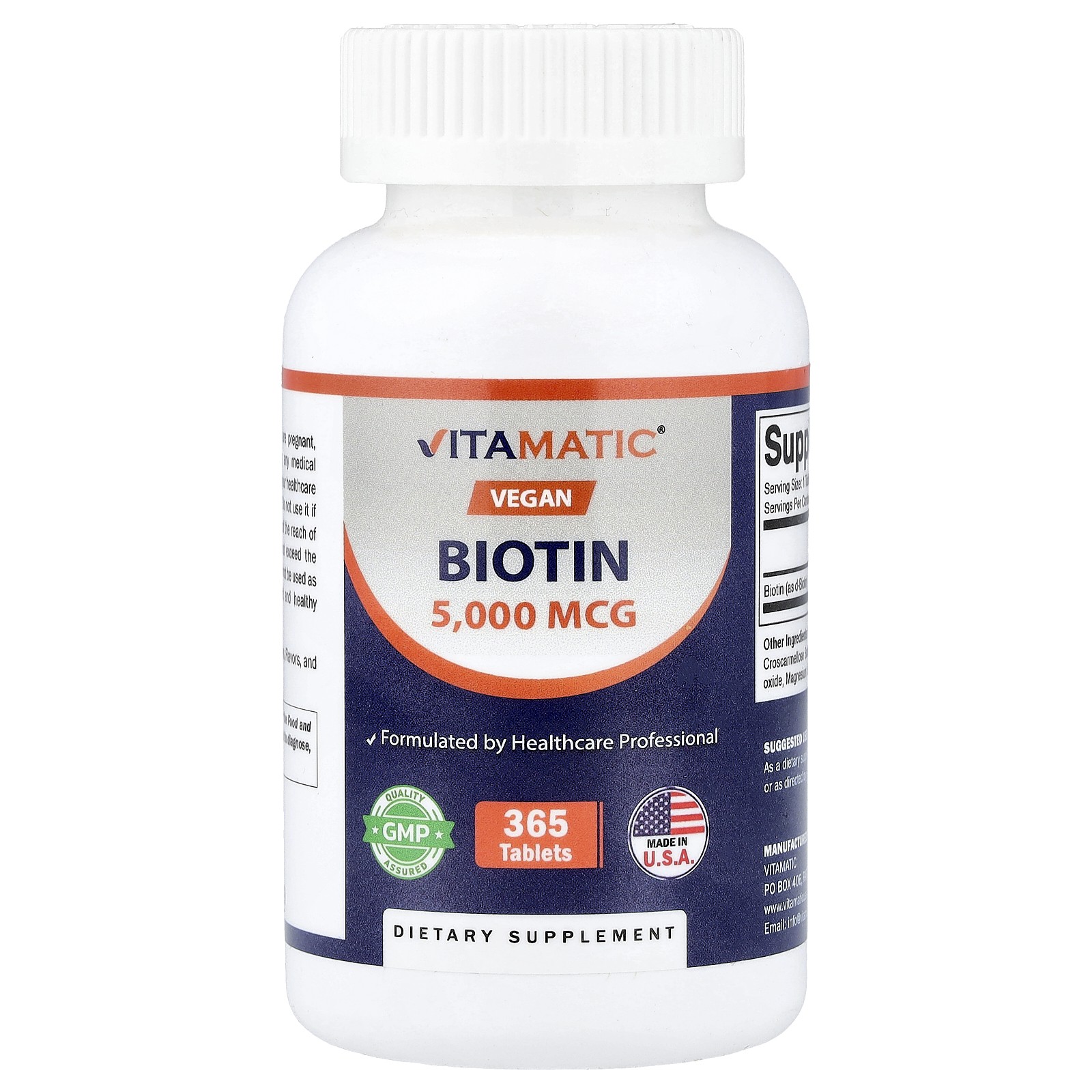Vegan Biotin, 5,000 mcg, 365 Tablets