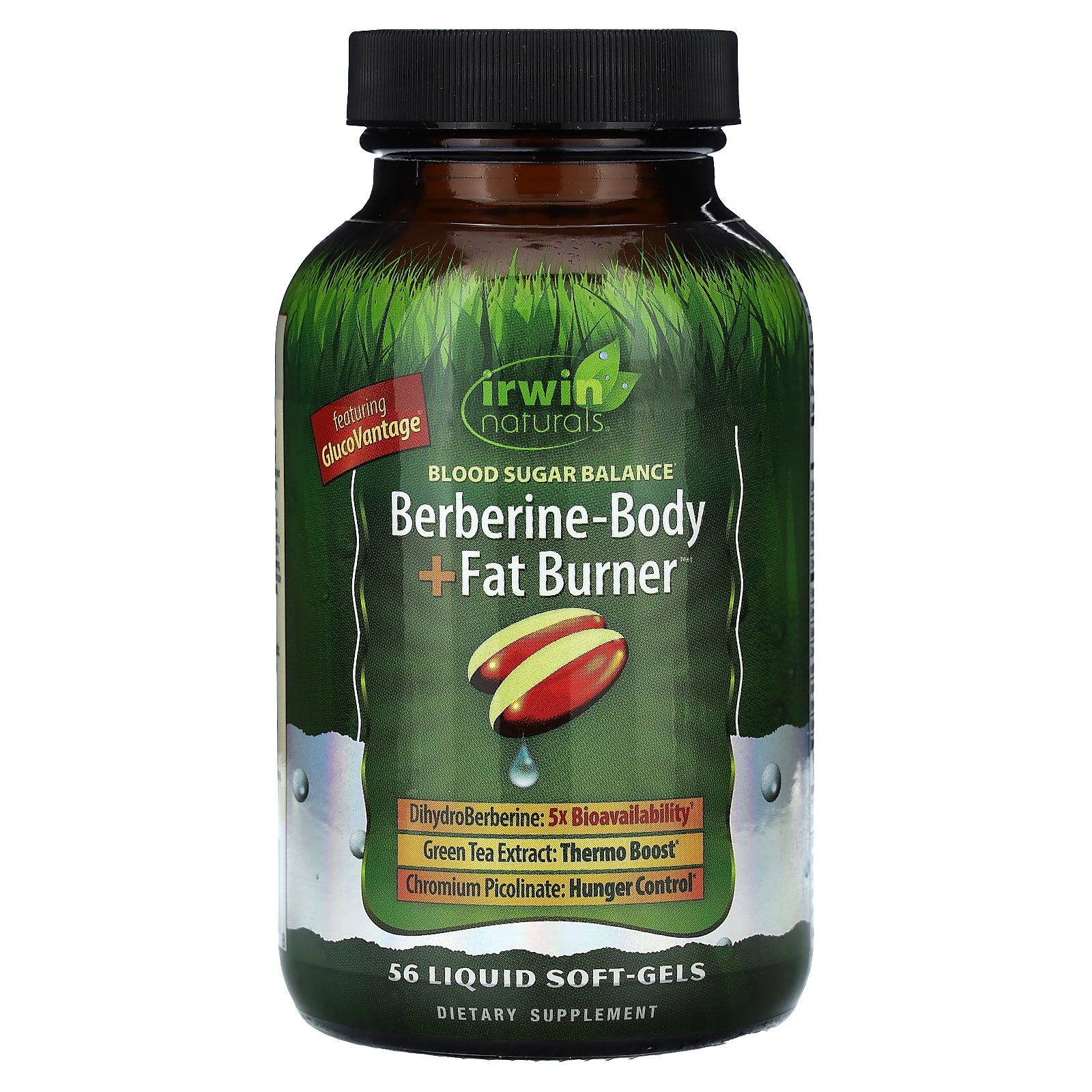 2 X Irwin Naturals, Berberine-Body + Fat Burner , 56 Liquid Soft-Gels