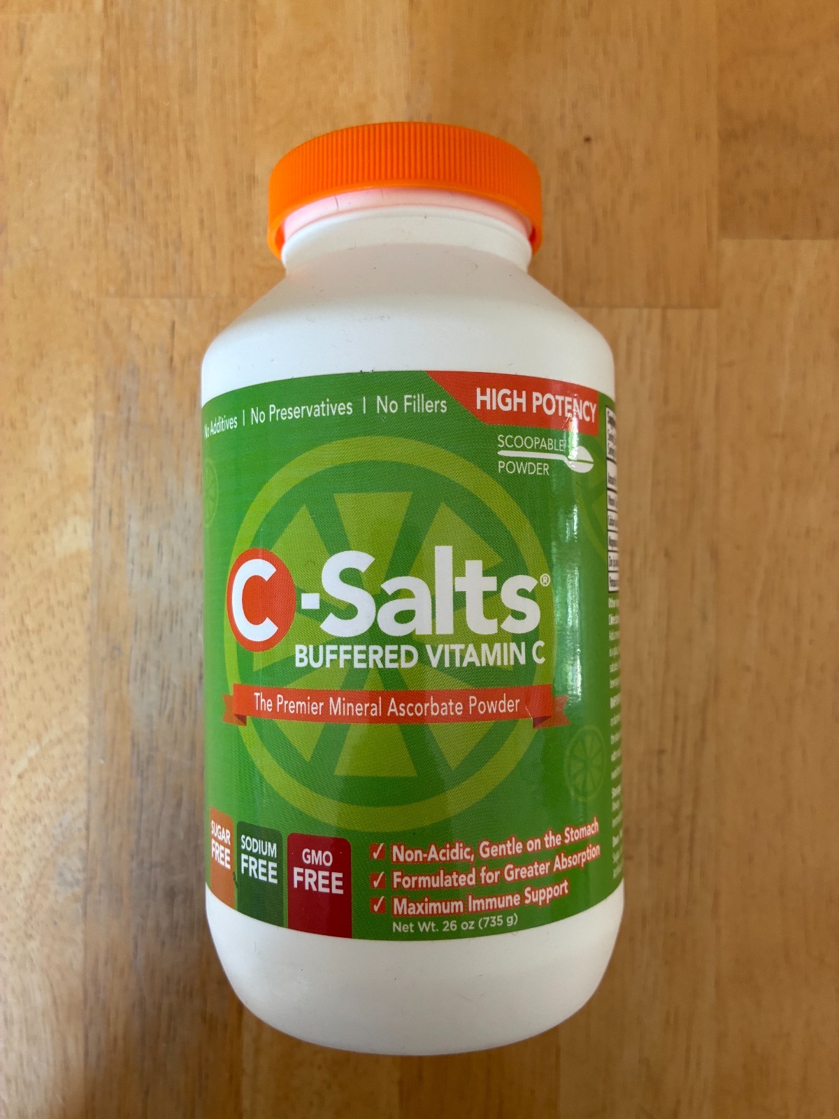 C-Salts 100% Pure Buffered Vitamin C Powder Supplement 4000mg 26oz 272 Servings