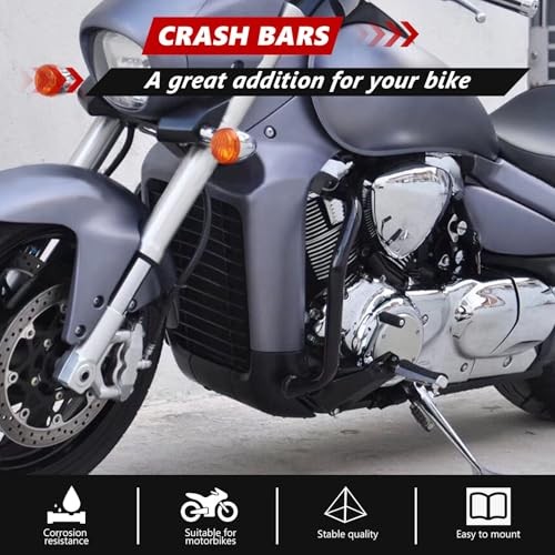 Engine Guard Highway Crash Bar Protector Replacement for Suzuki Boulevard Black