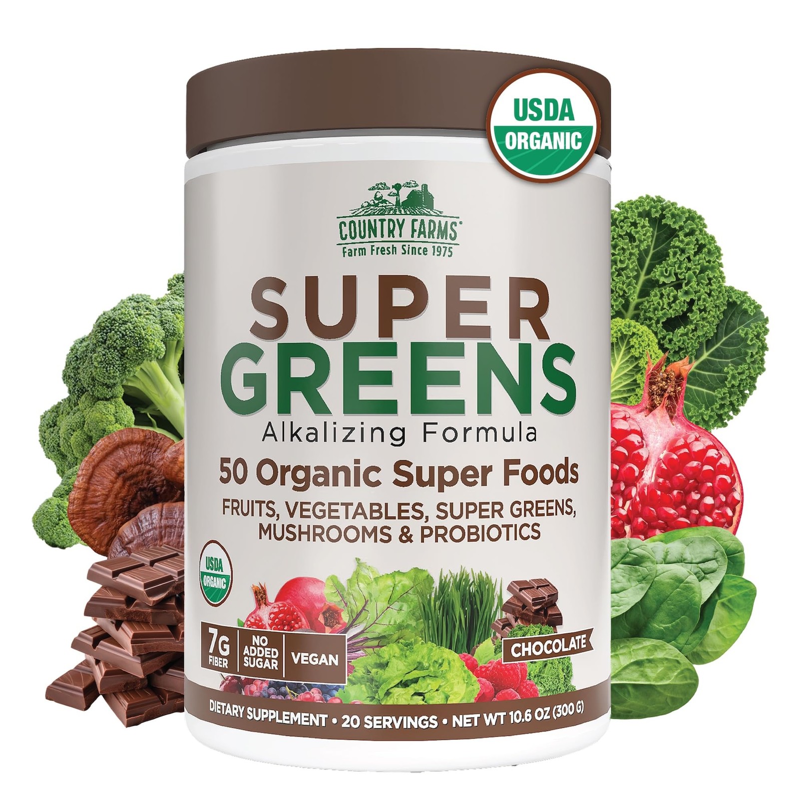 Country Farms Organic Super Greens 10.6 Ounce (Pack of 1), Multi Color