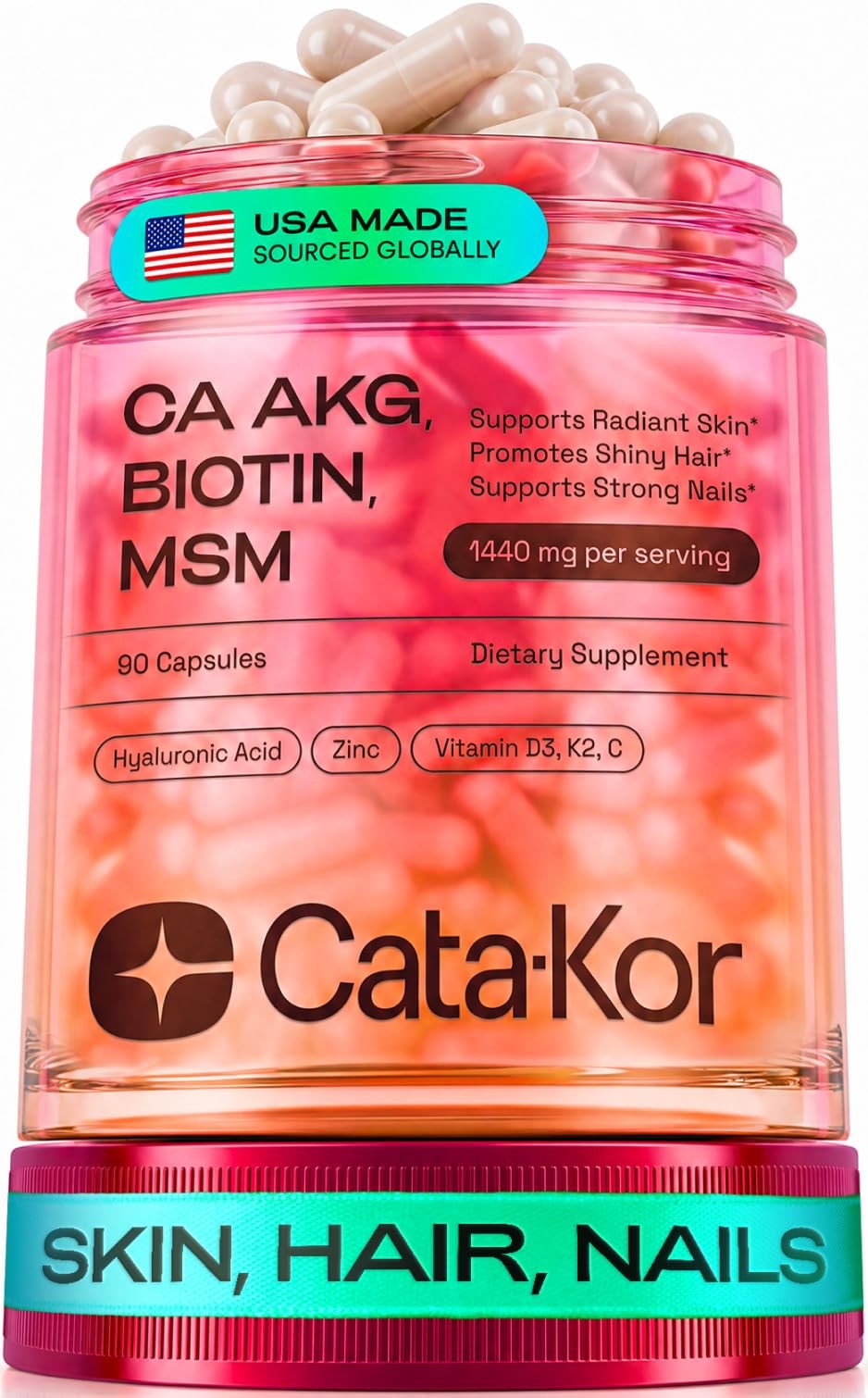 Cata-Kor Hair Skin and Nails Vitamins for Women – Biotin Collagen Hair Supple…