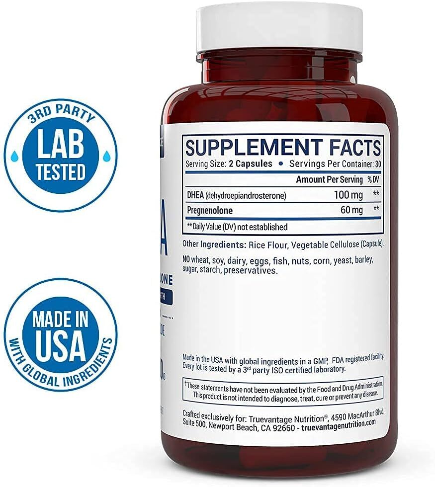 Dhea Pregnenolone Supplement For Women’s Hormone Balance Energy Mood 60 Count