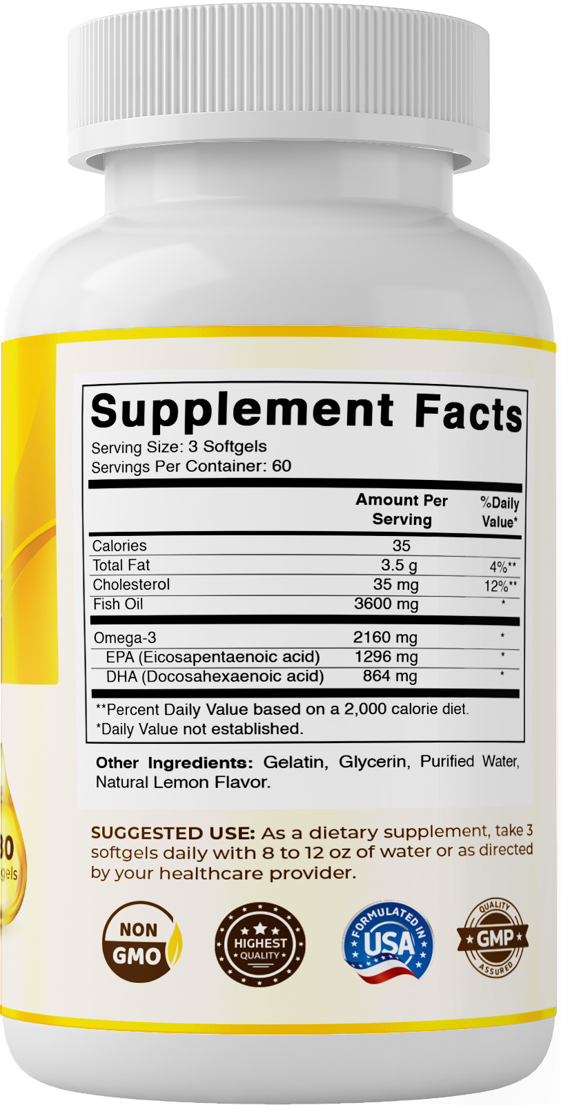 Vitamatic Triple Strength Omega 3 Fish Oil 3600mg Per Serving – 180 Softgels