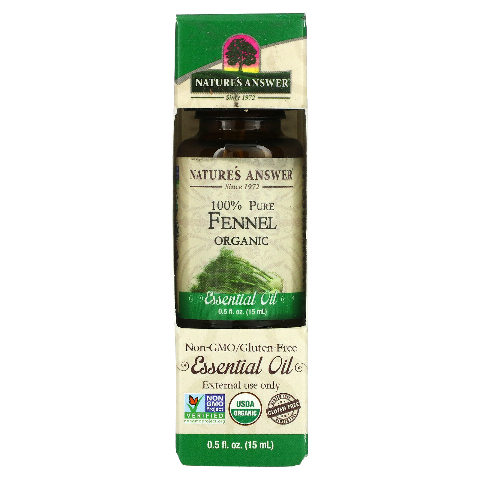 100% Pure Organic Essential Oil, Fennel, 0.5 fl oz (15 ml)