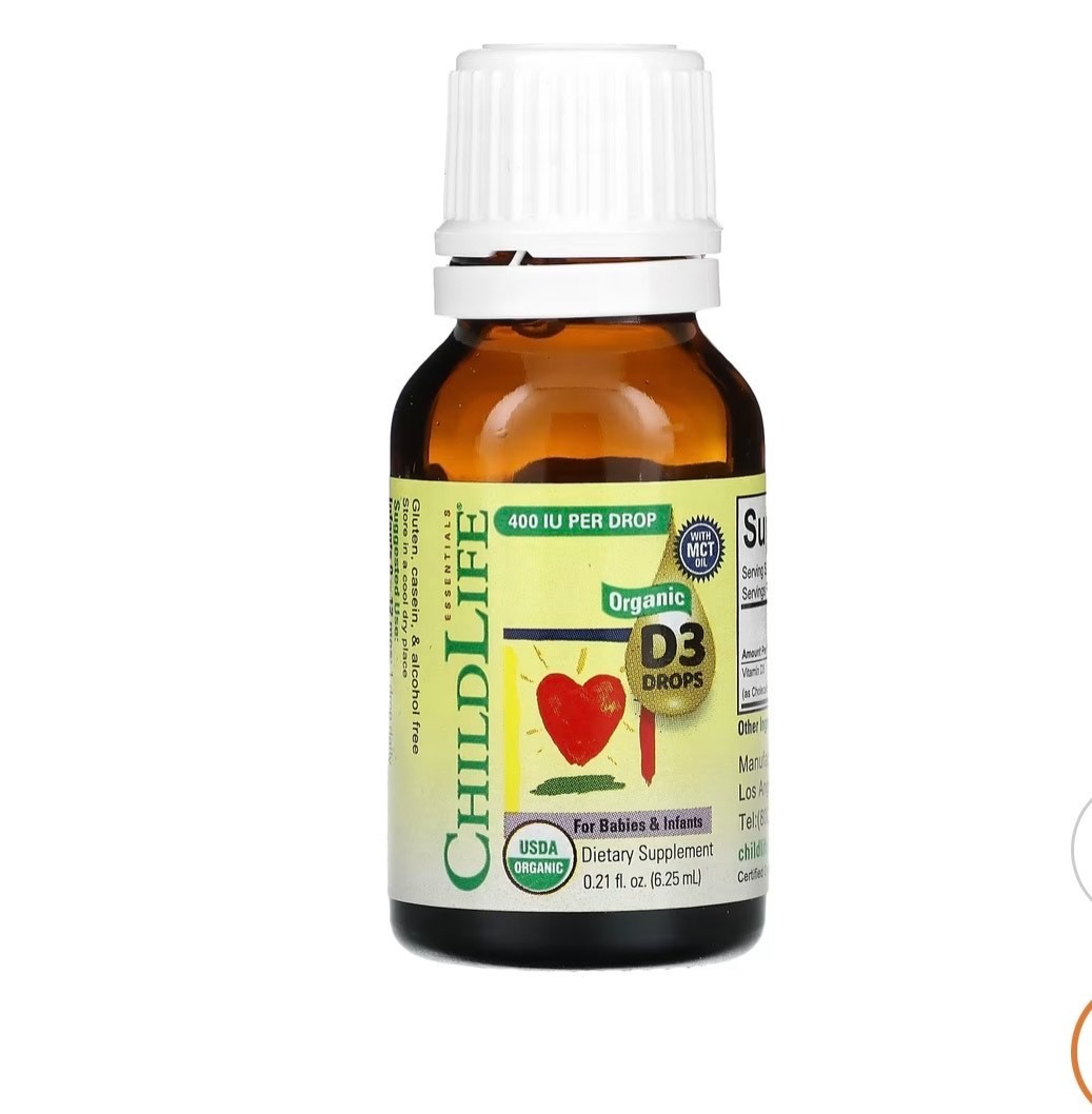 CHILD LIFE Organic D3 Drops for Babies & Infants, 0.21 fl oz (6.25 mL)