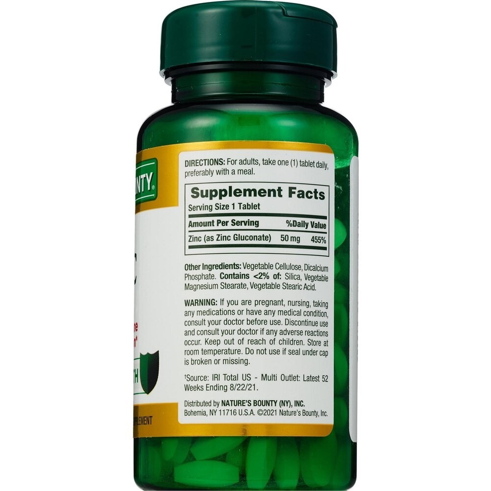 Nature’s Bounty Zinc Immune Health Caplets, 50 mg, 100