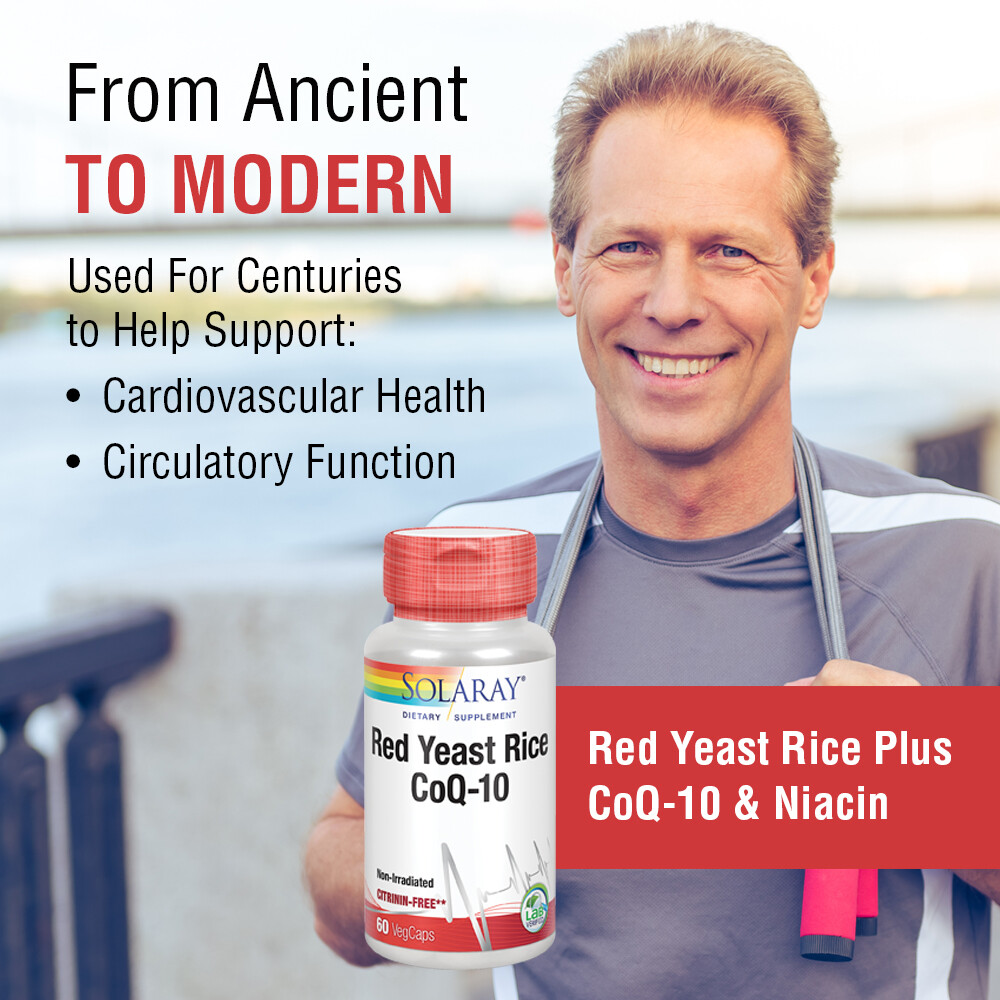 Solaray Red Yeast Rice Plus CoQ-10 | With Niacin for Added Cardiovascular