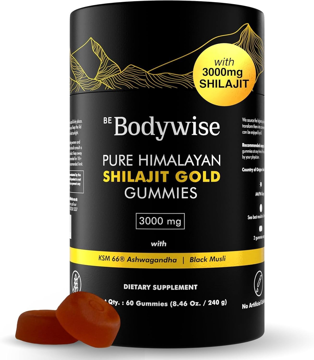 Pure Himalayan Shilajit Gummies Gold I Lab Tested I No Added Sugar I Ashwagandha