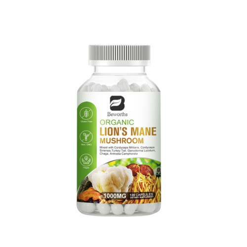 1000Mg Organic Lions Mane Mushroom Nootropic Brain Memory Focus Immune Support