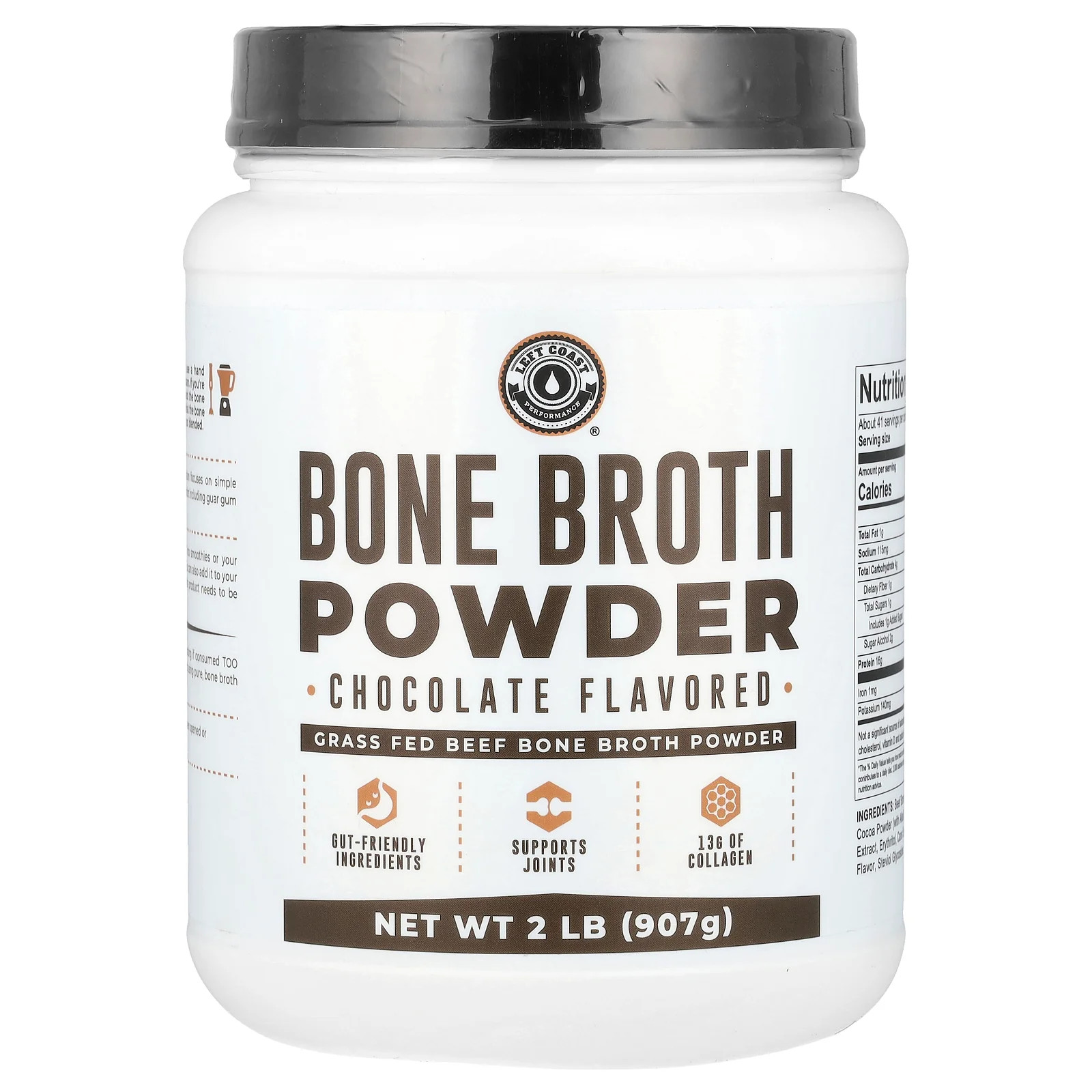 2 X Left Coast Performance, Bone Broth Powder, Chocolate, 2 lb (907 g)