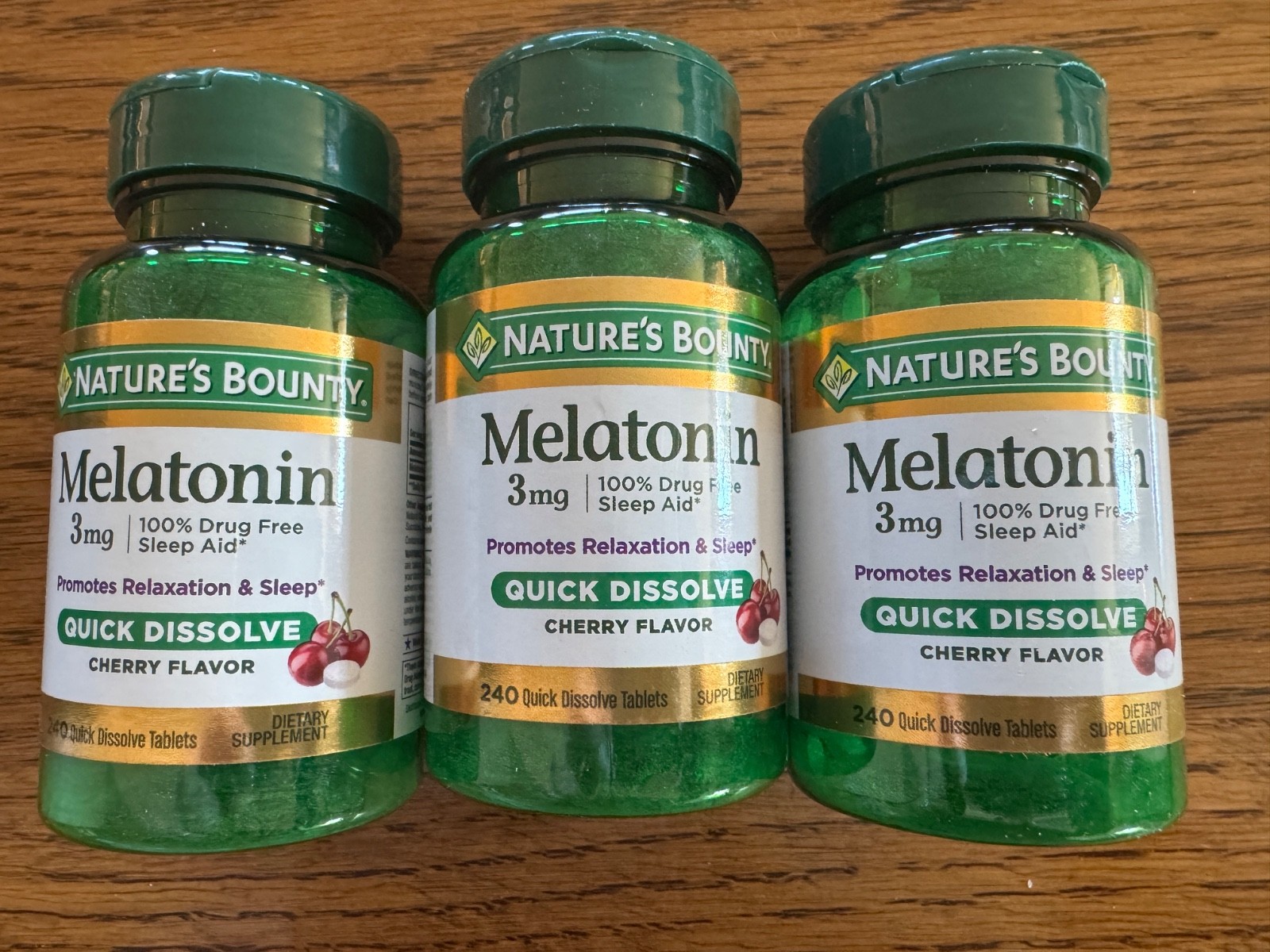 3 PK- Nature’s Bounty – 240 Quick Dissolve Melatonin Cherry 3mg | EXP 5/2028