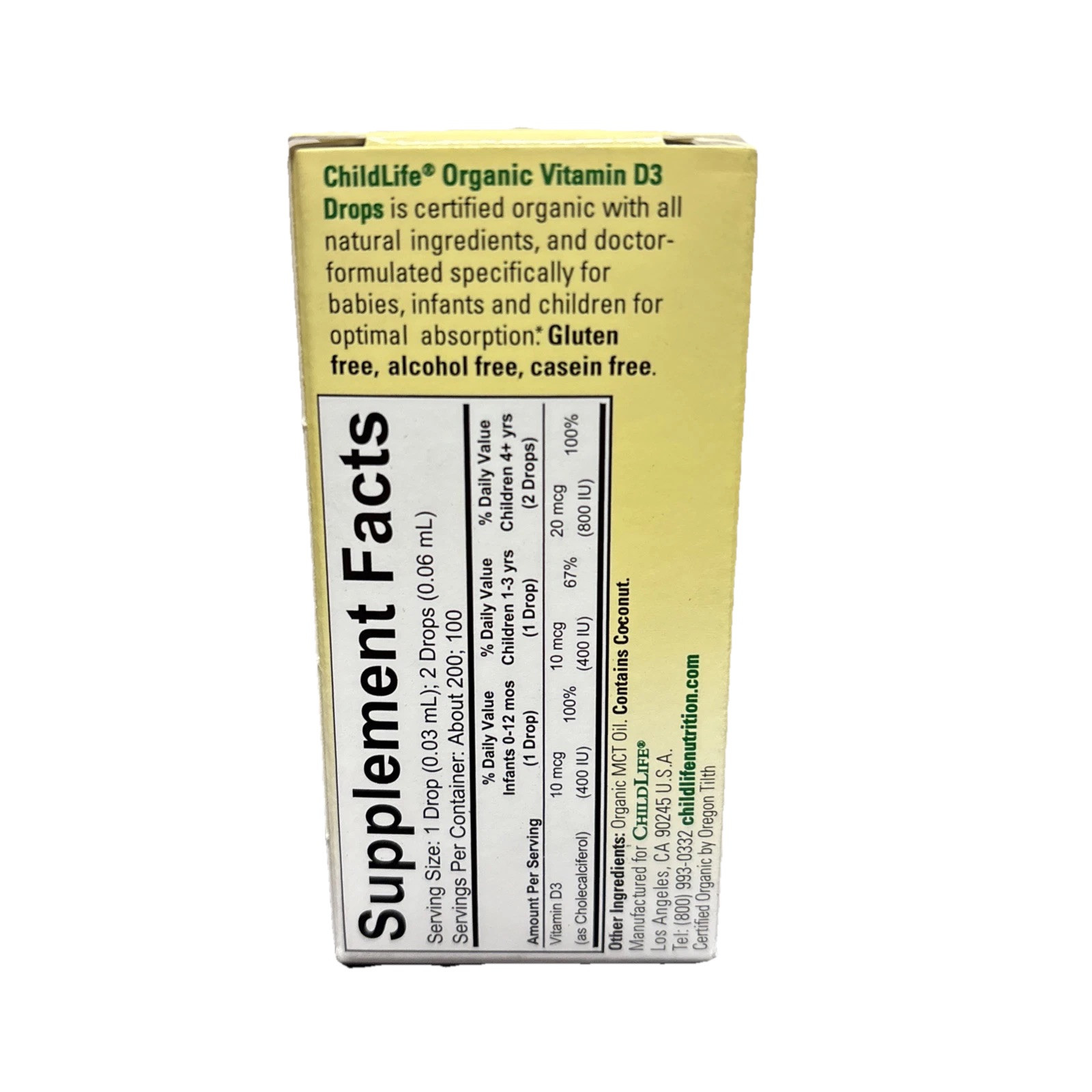 Organic D3 Drops for Babies & Infants, 0.21 fl oz (6.25 mL) EXP 05/2027