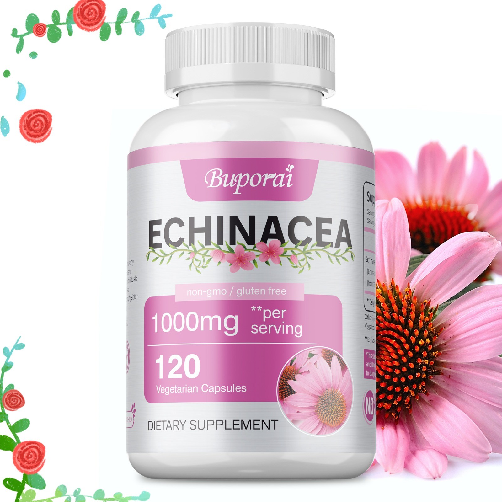 Echinacea 120pcs – Respiratory Health, Antioxidant Support,Boost Immune Function