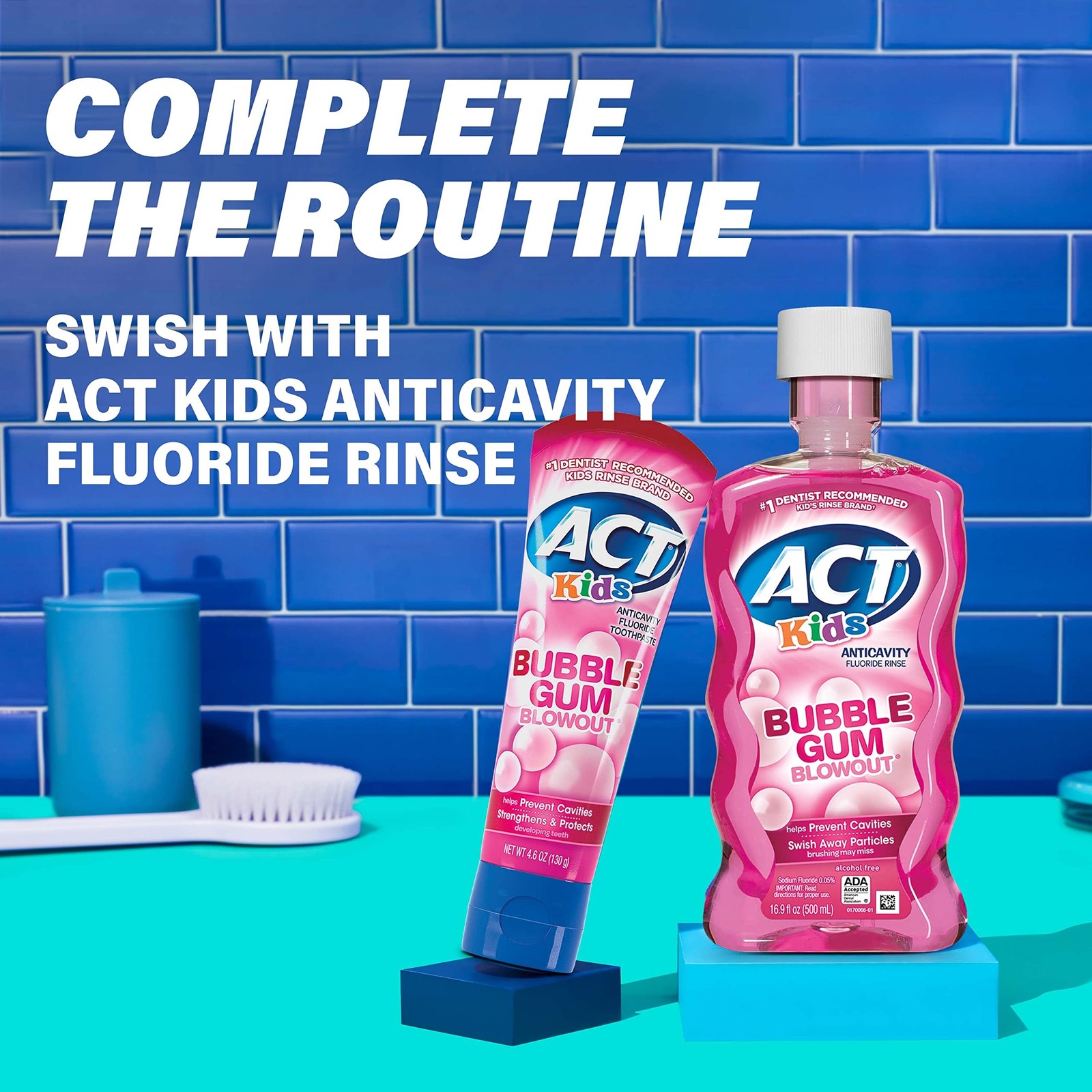 ACT Kids Anticavity Fluoride Toothpaste 4.6 oz. Bubble Gum Blowout (Pack of 2)