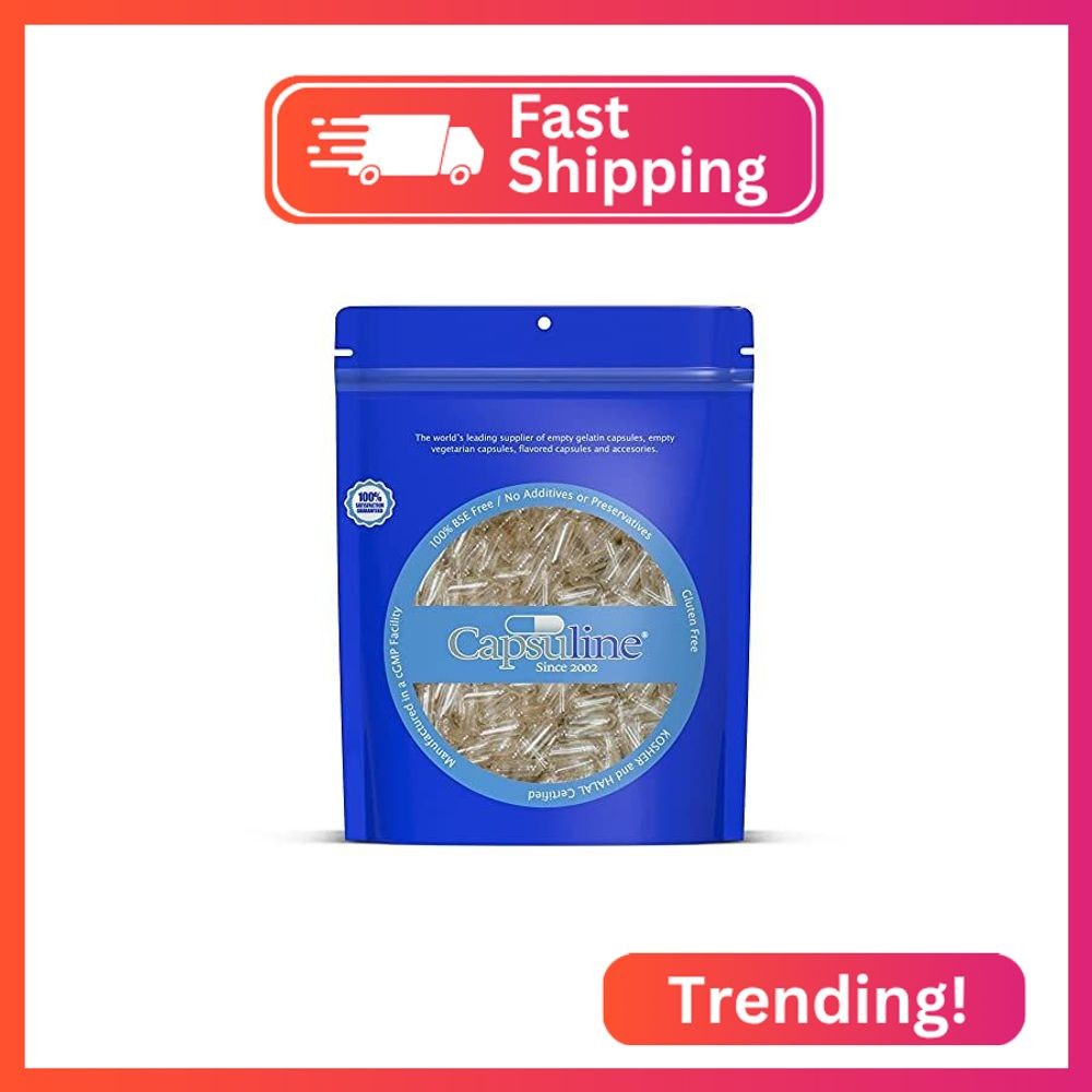 Capsuline Size 00 – Clear Empty Gelatin Capsules – Empty Gel Pill Capsules – DIY