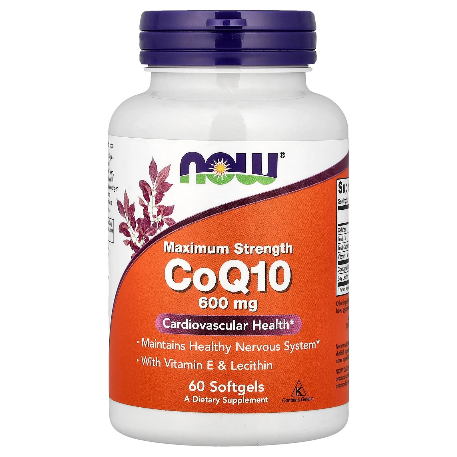 2 X NOW Foods, CoQ10 With Vitamin E & Lecithin, 60 Softgels