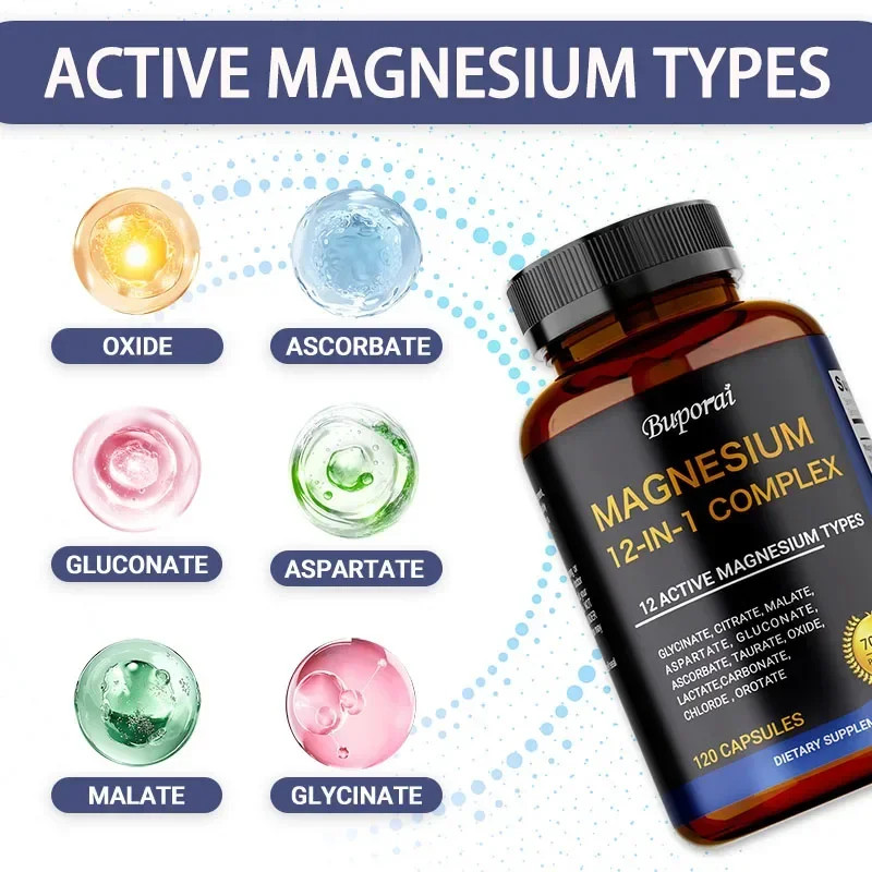 12-in-1Magnesium Complex 240pcs-Muscle Recovery,Sleep Aid,Cardiovascular Support