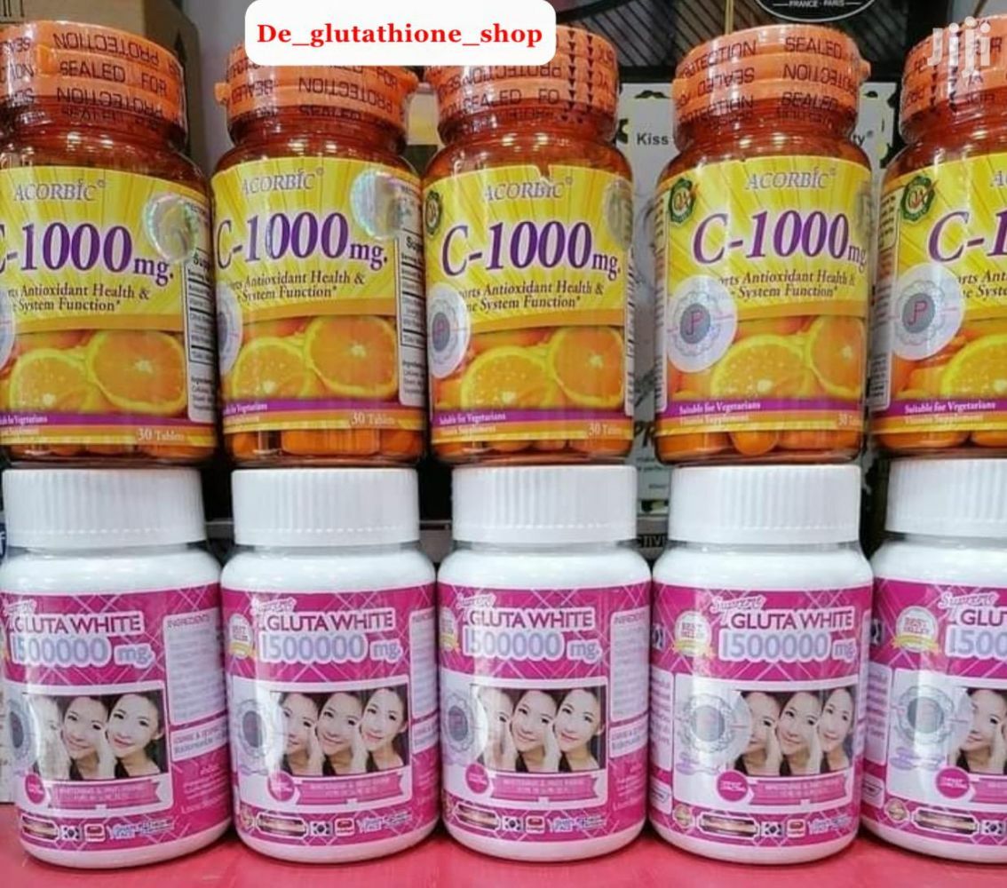 Supreme Gluta White Glutathione + Acorbic Vitamin C 1000mg Whitening Skin
