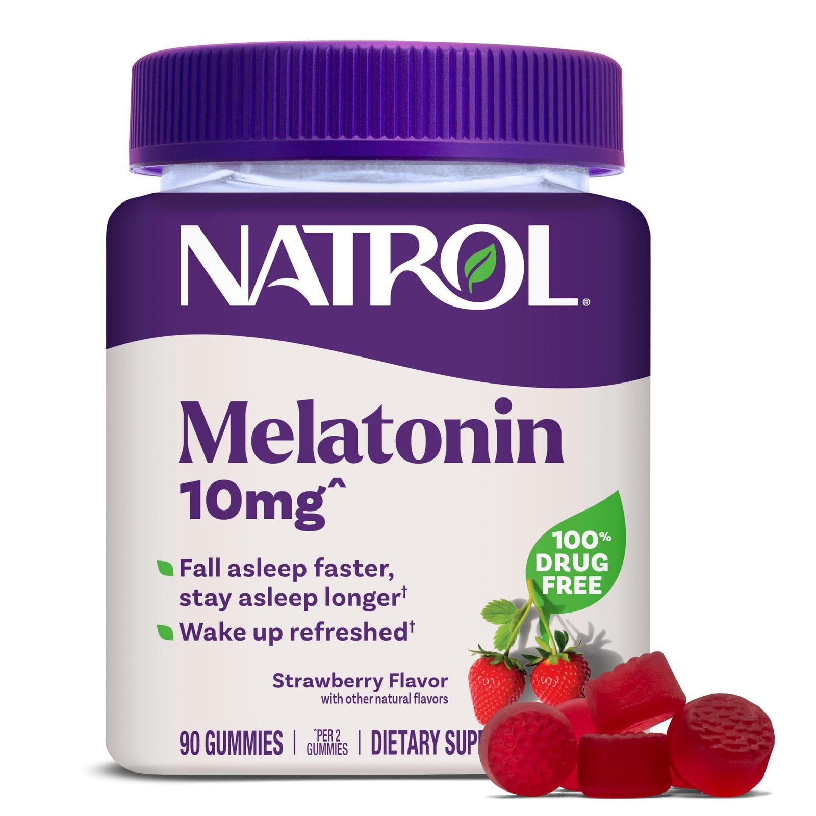 (2 Pack) 8/26 Natrol Melatonin Gummies, Sleep Support, 90 Strawberry 10 mg