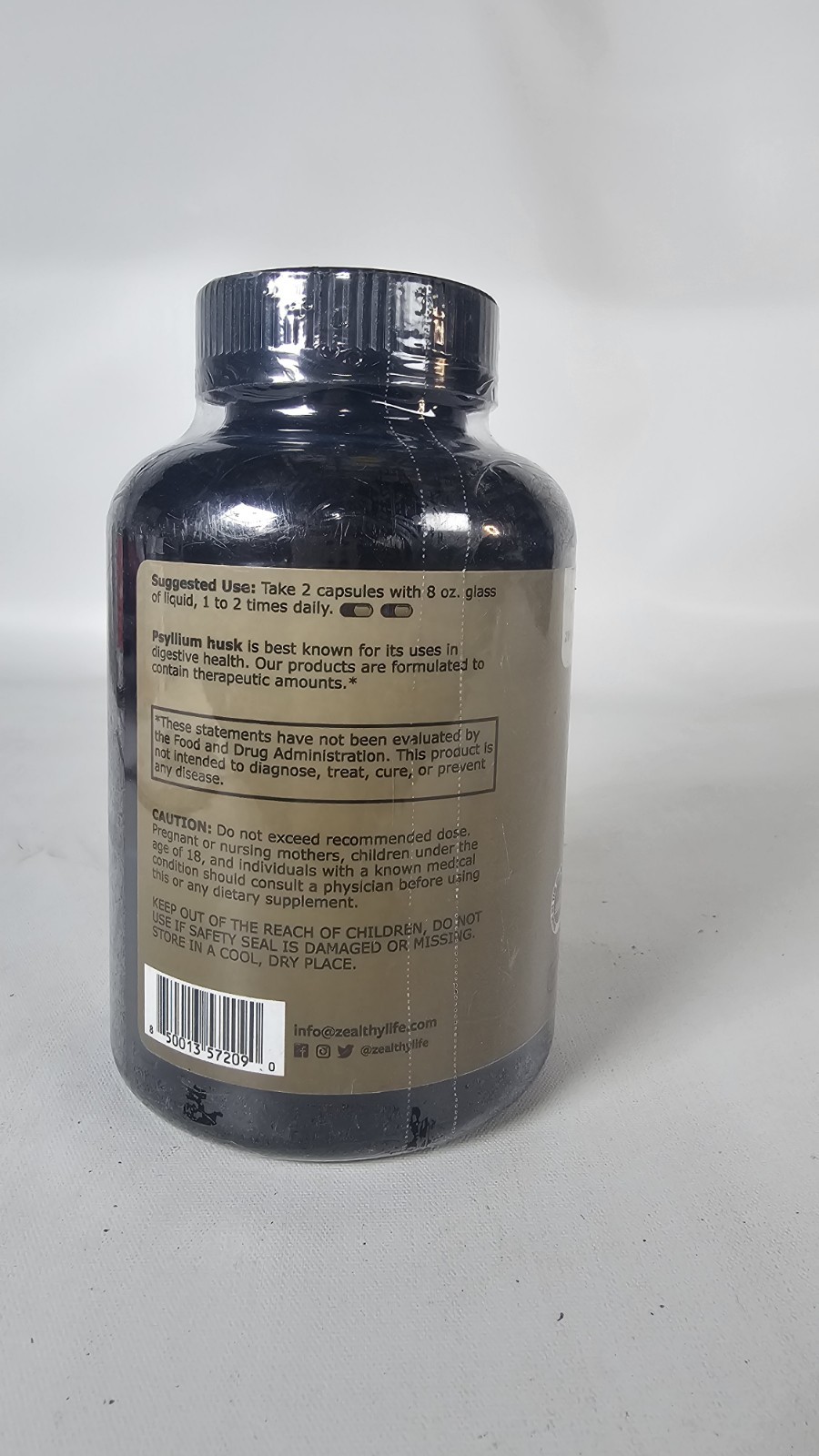 Organic Psyllium Husk 250 Capsules 750 mg Natural Fiber Supp. Exp:11/2028