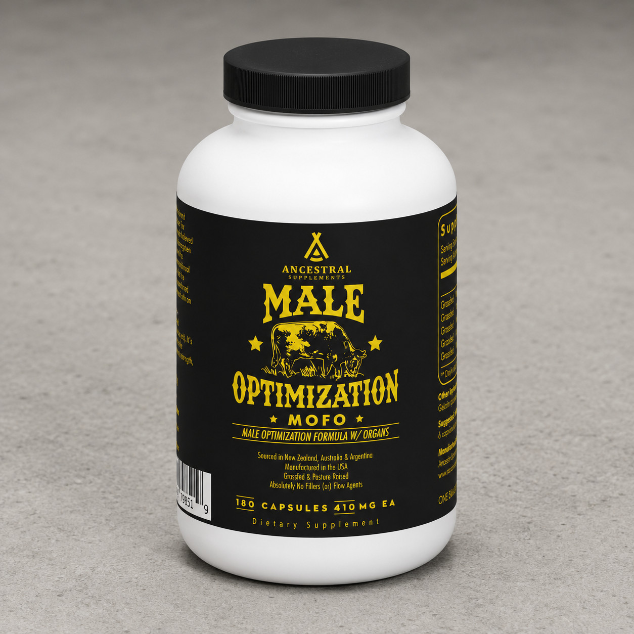 Ancestral Supplements MOFO Male Optimization Formula Grass Fed Organs 180 Caps