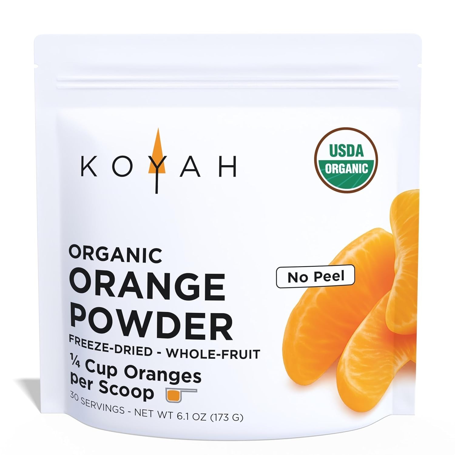 KOYAH – Organic Orange Powder: 30 Servings (1 Scoop = 1/4 Cup Fresh) Freeze-Drie